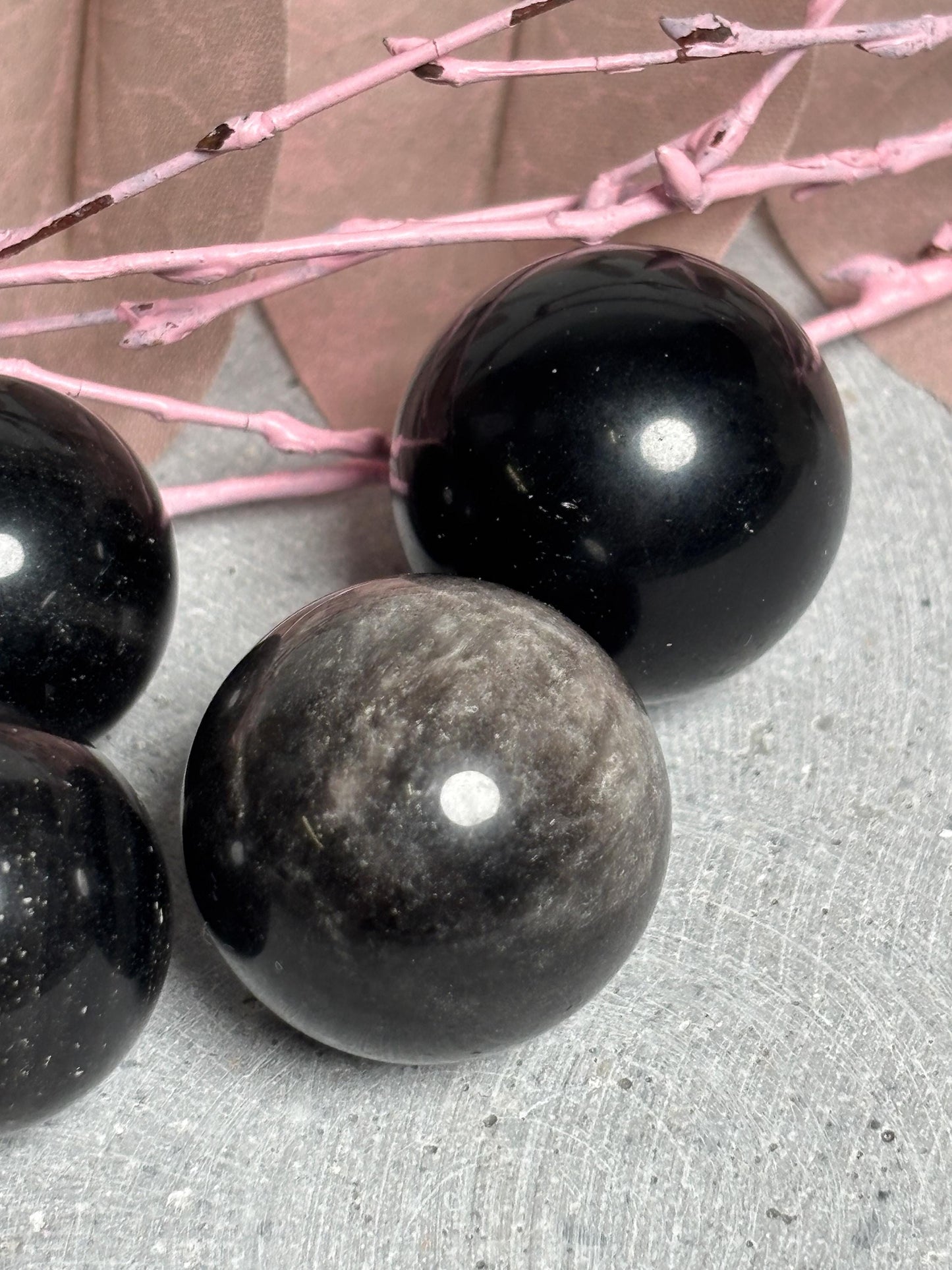 Edelsteinkugel Obsidian Ø 2,12,4 cm  Schwarz oder Silberobsidian  poliert, kleine Dekokugel