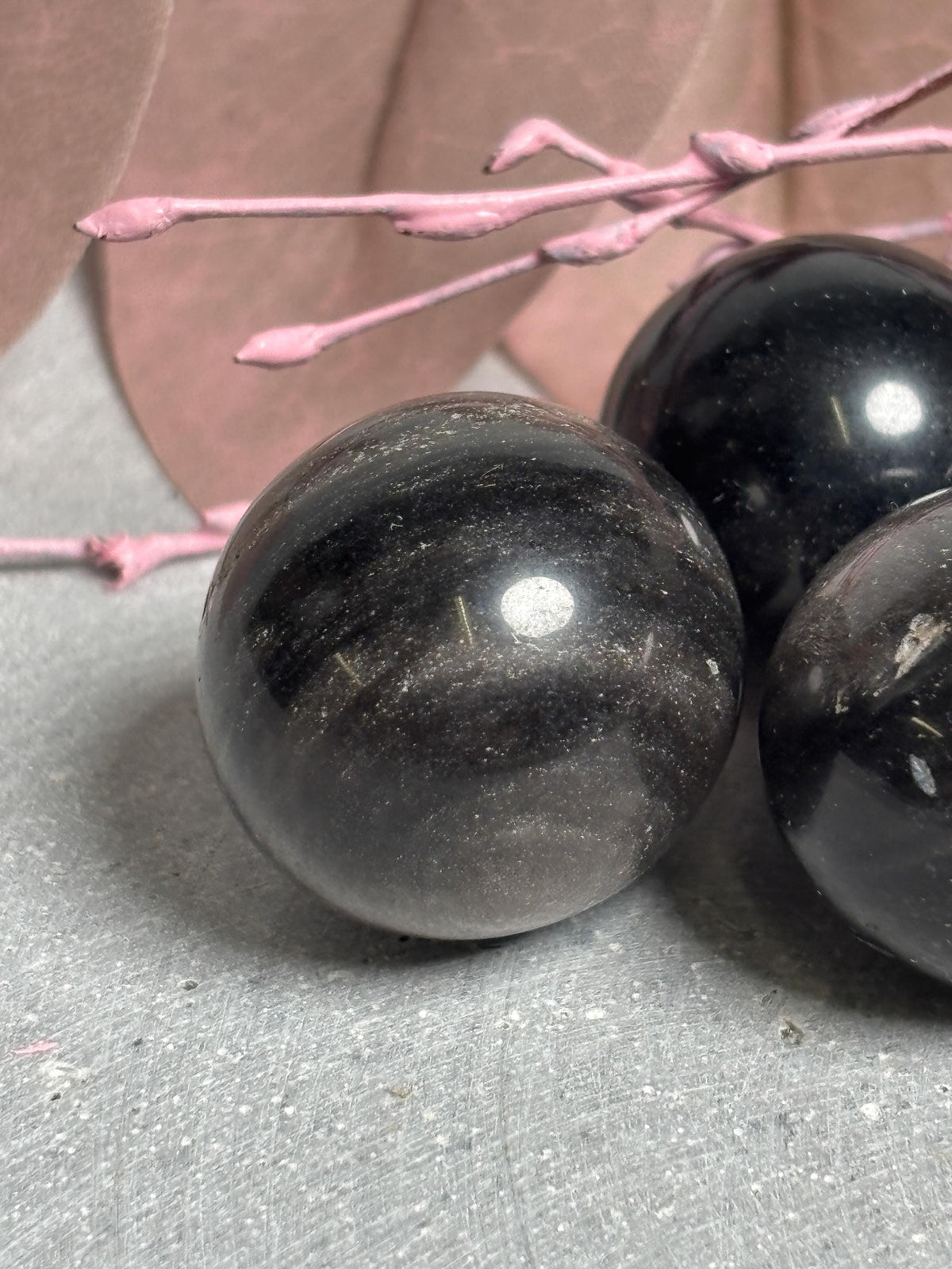 Edelsteinkugel Obsidian Ø 2,1-2,4 cm  Schwarz oder Silberobsidian  poliert, kleine Dekokugel