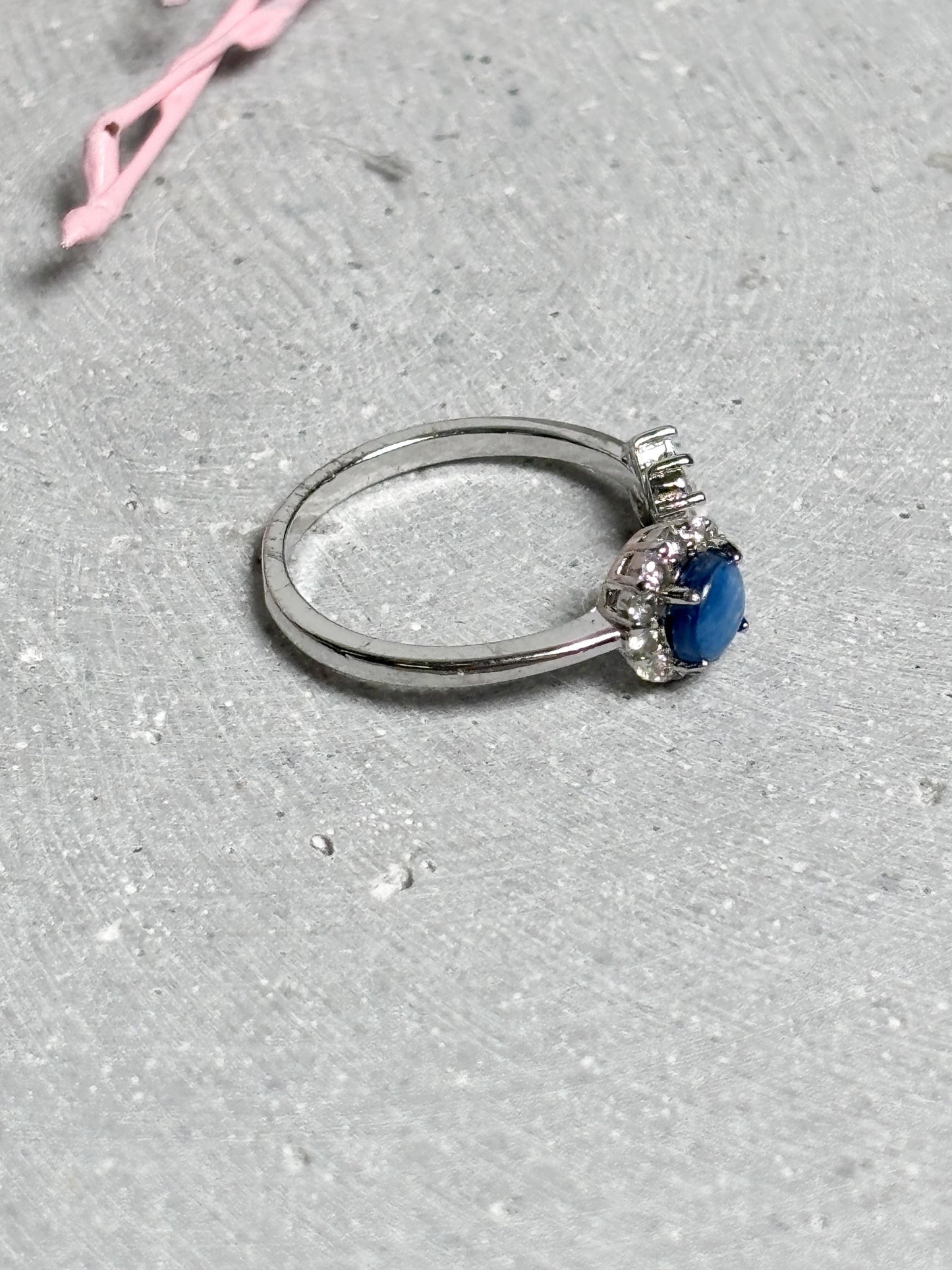 Edelstahl Ring Silber  eleganter Ring mit Kyanit Perle, Kristall Schmuck, blauer Edelstein Ring, größenverstellbarer Edelstahl Schmuck