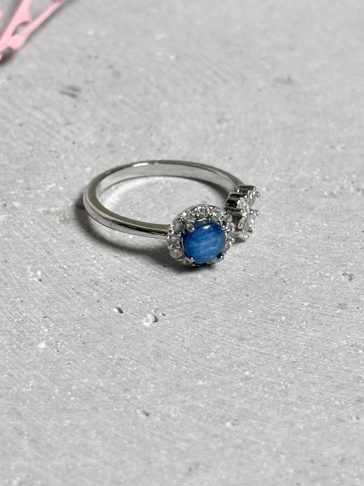 Edelstahl Ring Silber  eleganter Ring mit Kyanit Perle, Kristall Schmuck, blauer Edelstein Ring, größenverstellbarer Edelstahl Schmuck