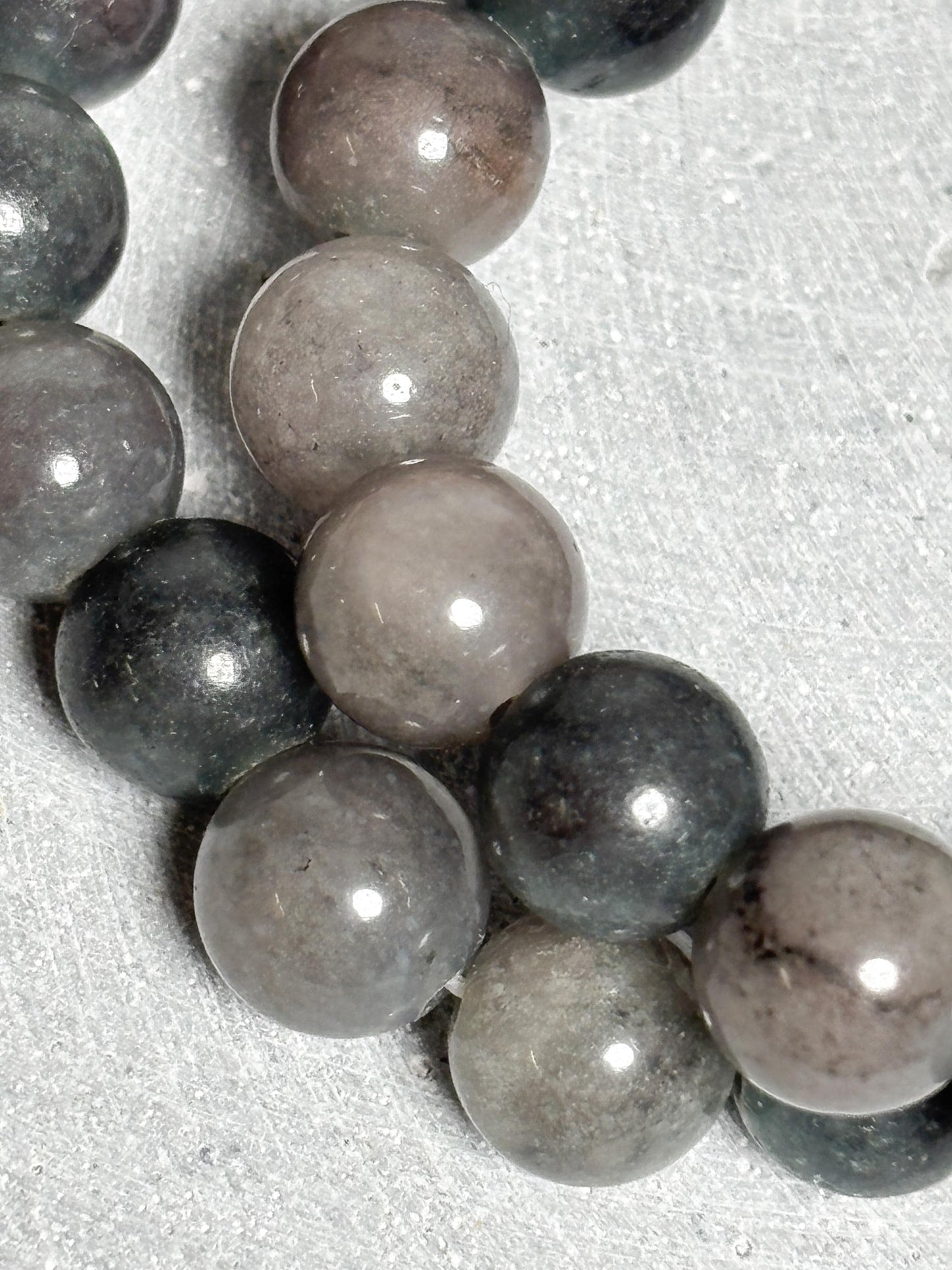 Grauer Achat Armband  elastisches Perlenarmband mit 10 mm runden Perlen, ca. 17,5 cm, Edelstein Schmuck, Naturstein Armband