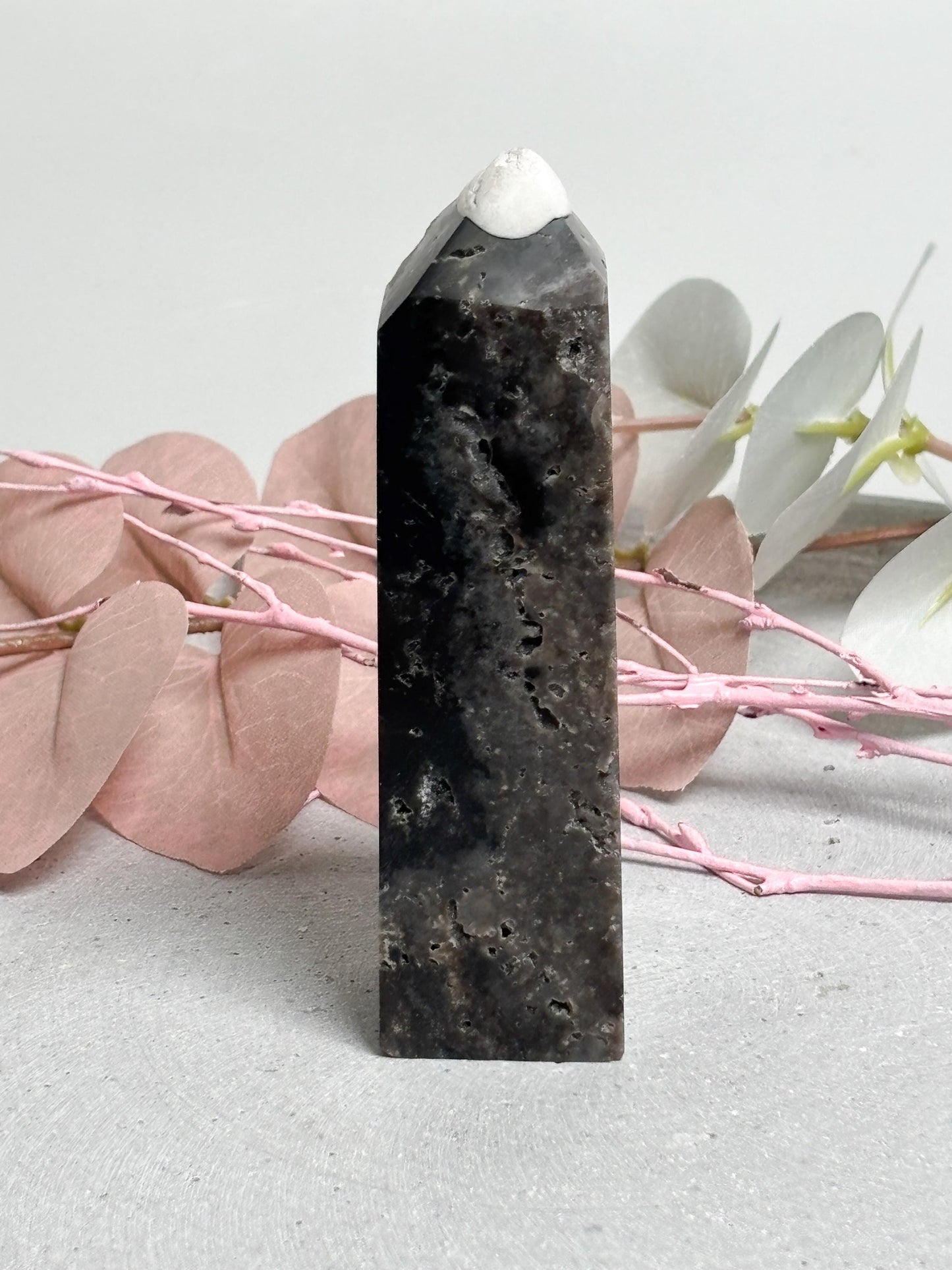 Sphalerit Turm  Kristall Turm mit drusiger Rückseite und glatter Vorderseite, Edelstein Deko, Naturstein Kristall, Healing Crystal Tower