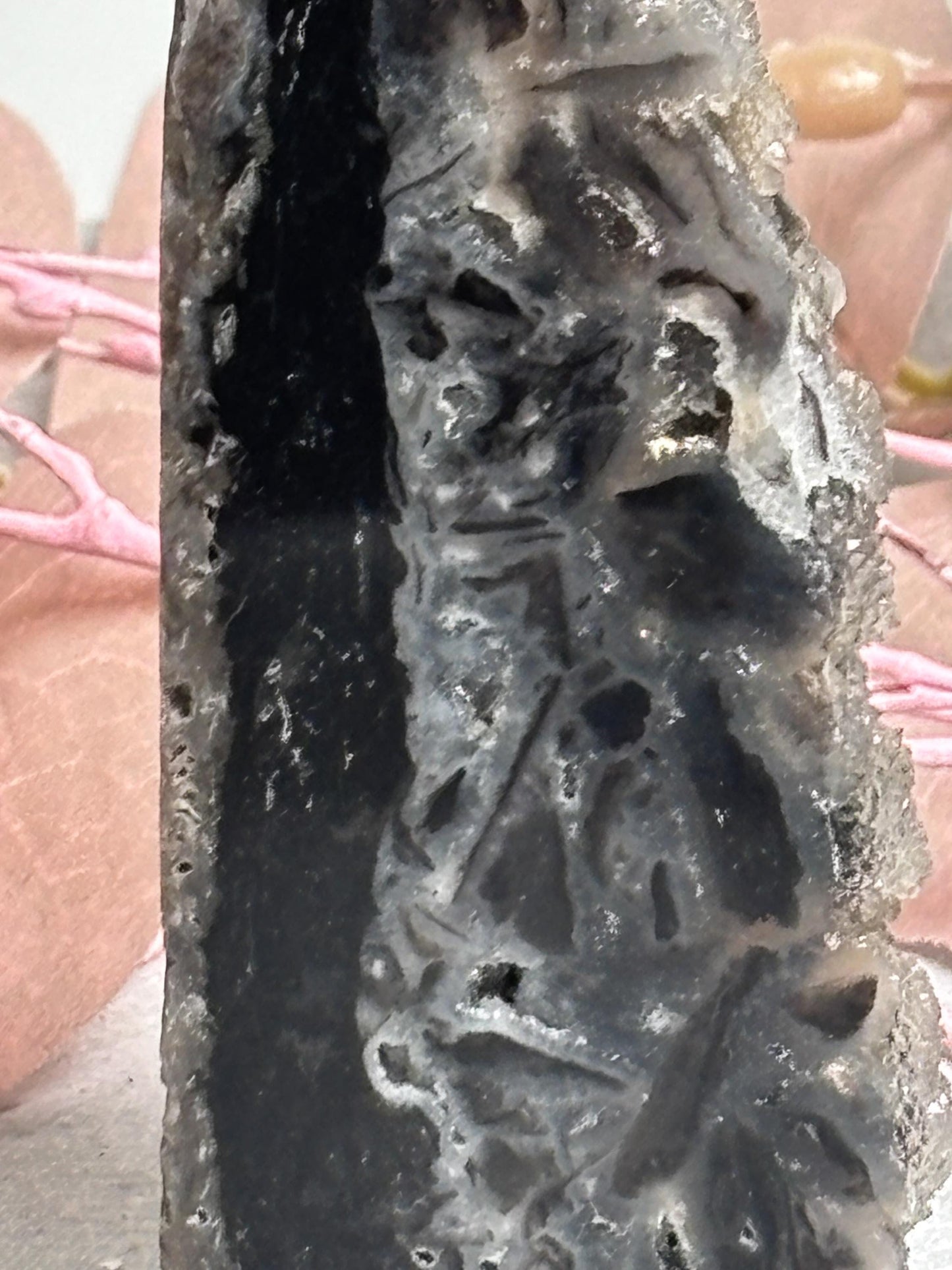 Sphalerit Turm  Kristall Turm mit drusiger Rückseite und glatter Vorderseite, Edelstein Deko, Naturstein Kristall, Healing Crystal Tower