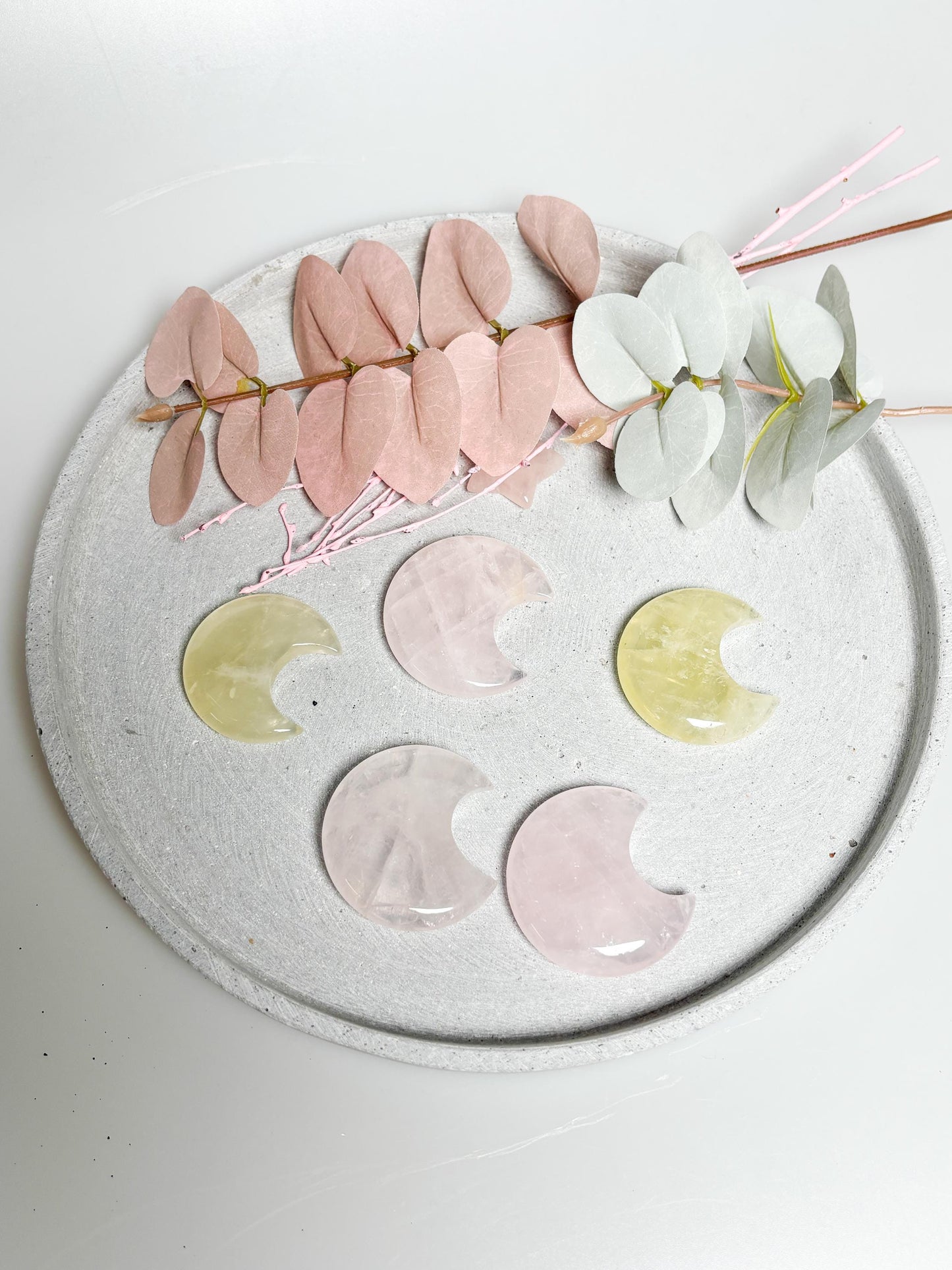 Deko Mond aus Citrin oder Rosenquarz ca. 4,8 cm  Kristall Mondfigur, Edelstein Mond, Naturstein Deko, Healing Crystal Moon