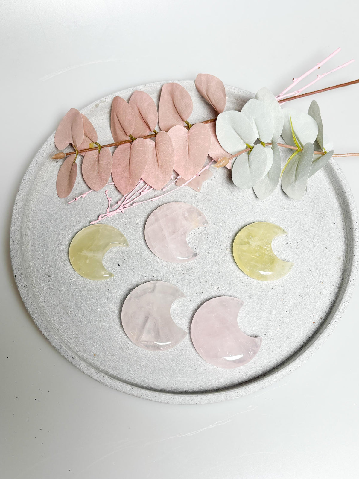 Deko Mond aus Citrin oder Rosenquarz ca. 4,8 cm  Kristall Mondfigur, Edelstein Mond, Naturstein Deko, Healing Crystal Moon