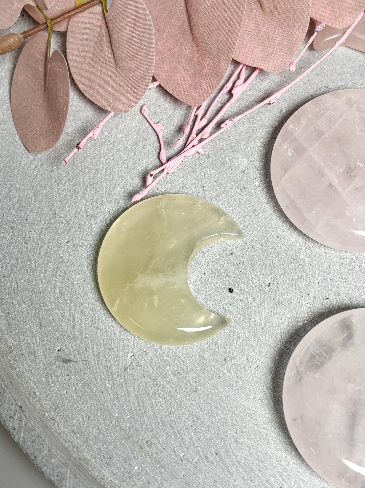 Deko Mond aus Citrin oder Rosenquarz ca. 4,8 cm  Kristall Mondfigur, Edelstein Mond, Naturstein Deko, Healing Crystal Moon