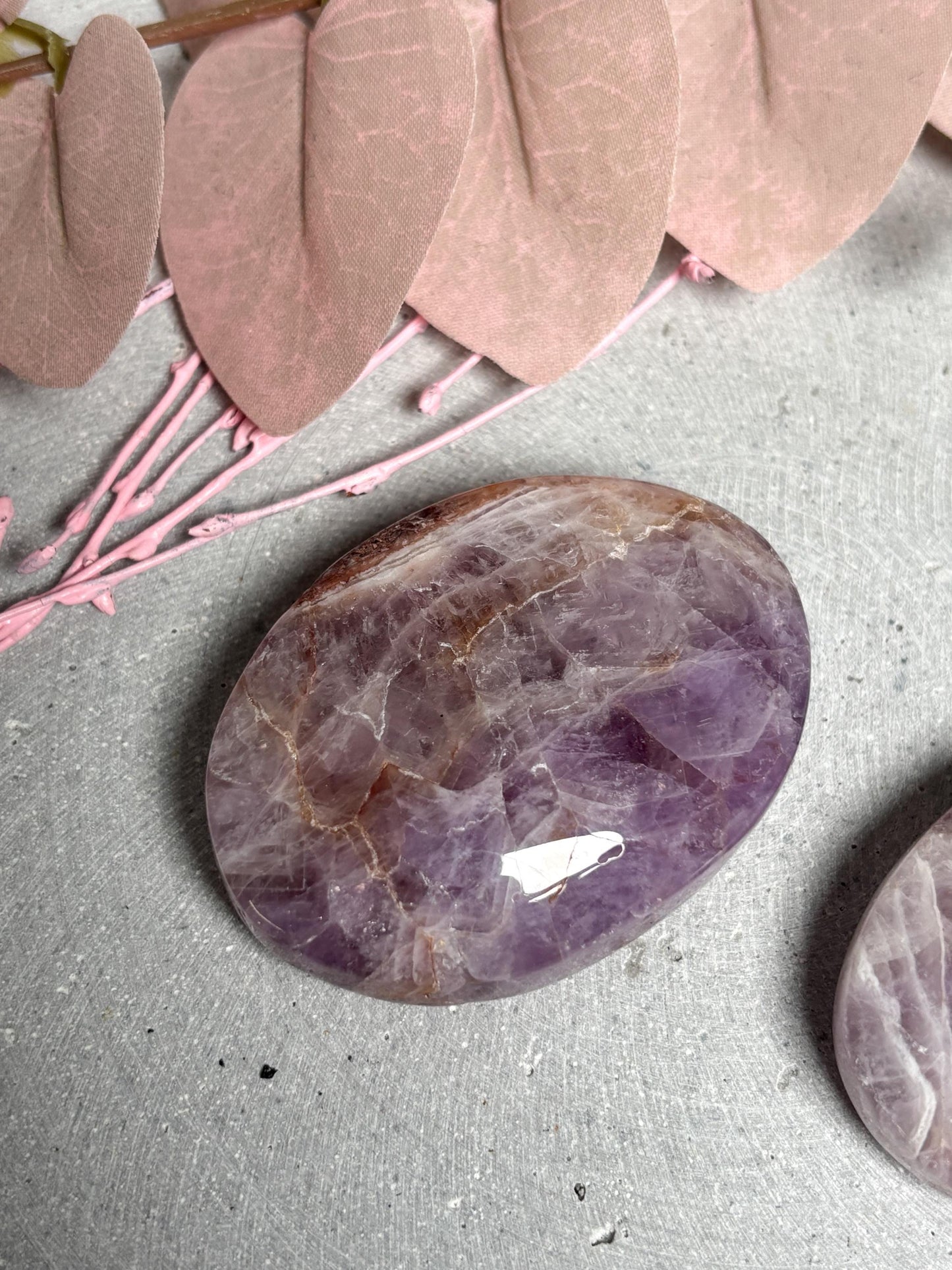 Amethyst Achat Handschmeichler ca. 6 x 4 cm  Edelstein Palmstone, Naturstein Handstein, Kristall Deko, Healing Crystal