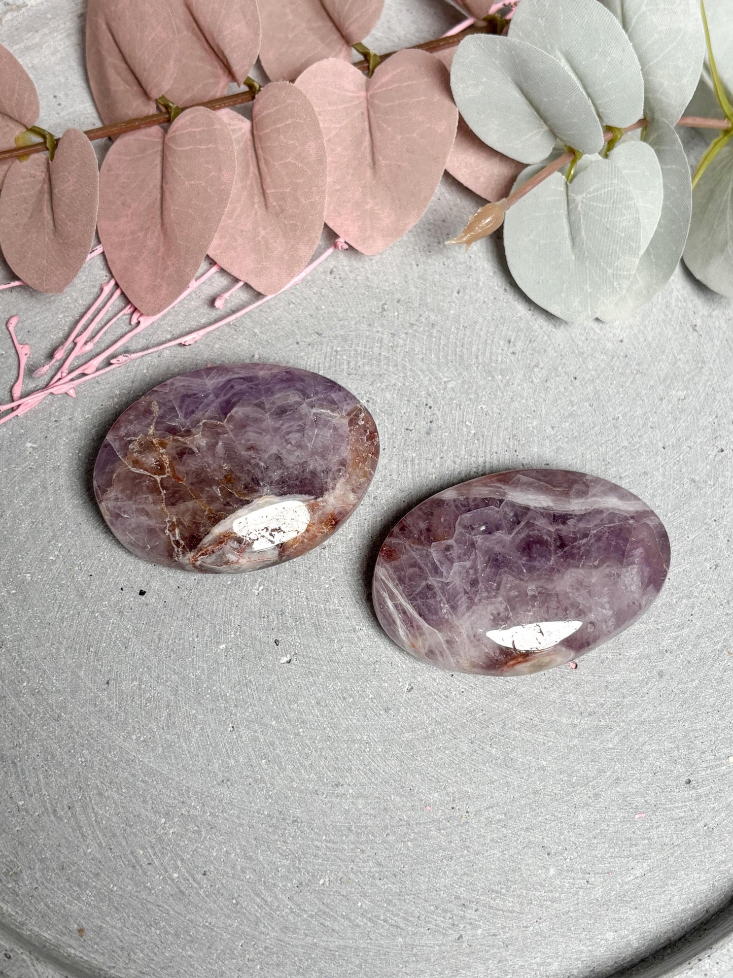 Amethyst Achat Handschmeichler ca. 6 x 4 cm  Edelstein Palmstone, Naturstein Handstein, Kristall Deko, Healing Crystal