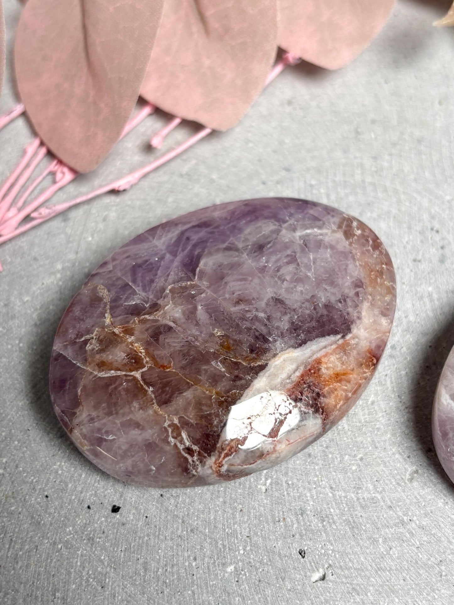 Amethyst Achat Handschmeichler ca. 6 x 4 cm  Edelstein Palmstone, Naturstein Handstein, Kristall Deko, Healing Crystal