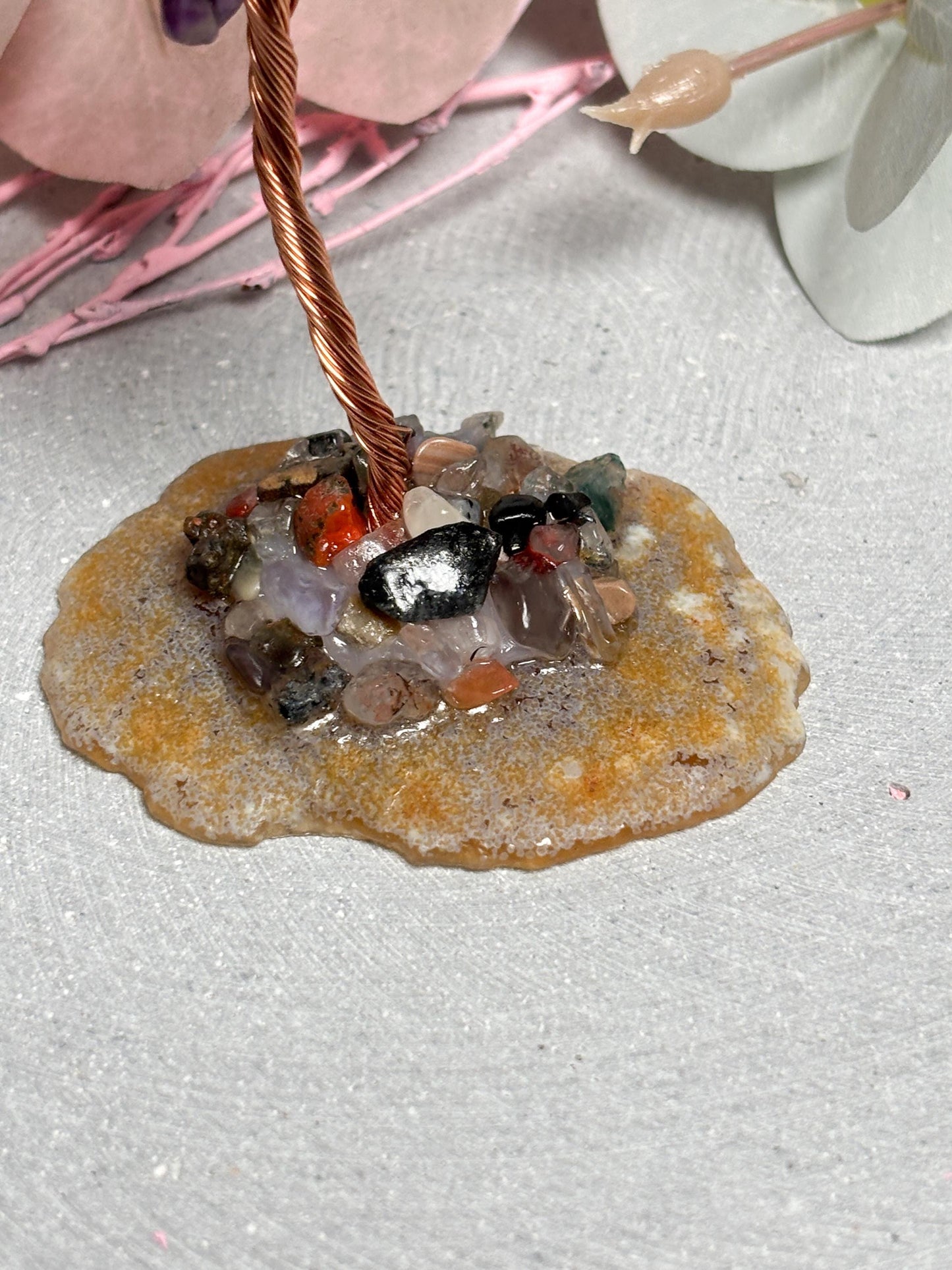 Money Tree klein  ca. 9 cm Kristallbaum aus Rosenquarz, Fluorit oder Amethyst, Edelstein Baum, Feng Shui Deko, Healing Crystal Tree