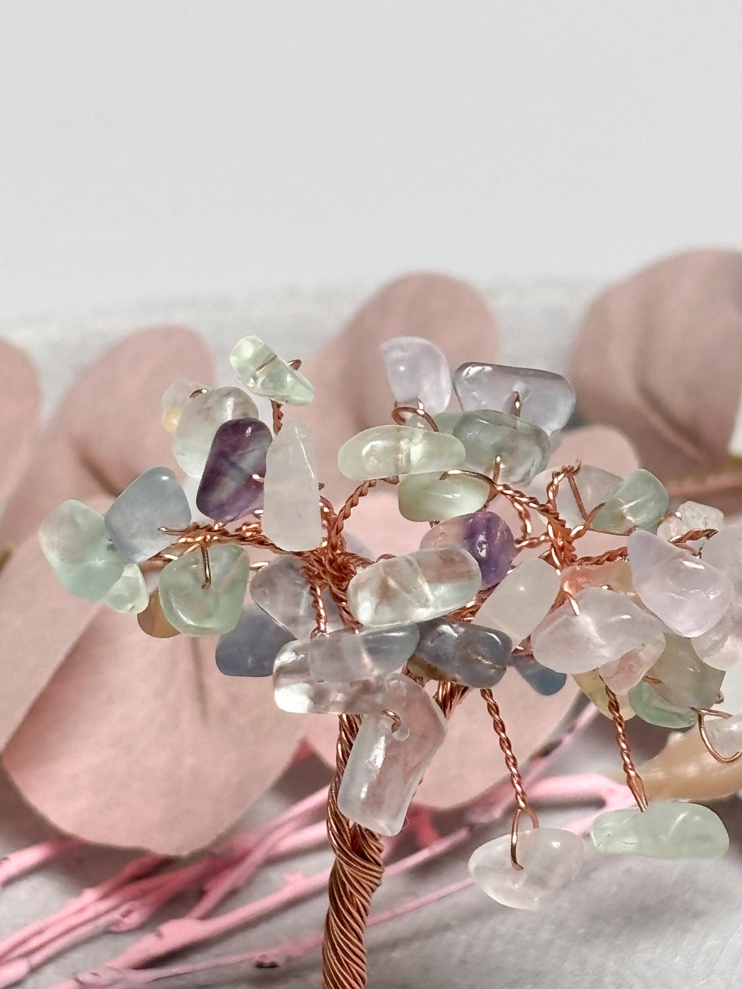 Money Tree klein  ca. 9 cm Kristallbaum aus Rosenquarz, Fluorit oder Amethyst, Edelstein Baum, Feng Shui Deko, Healing Crystal Tree