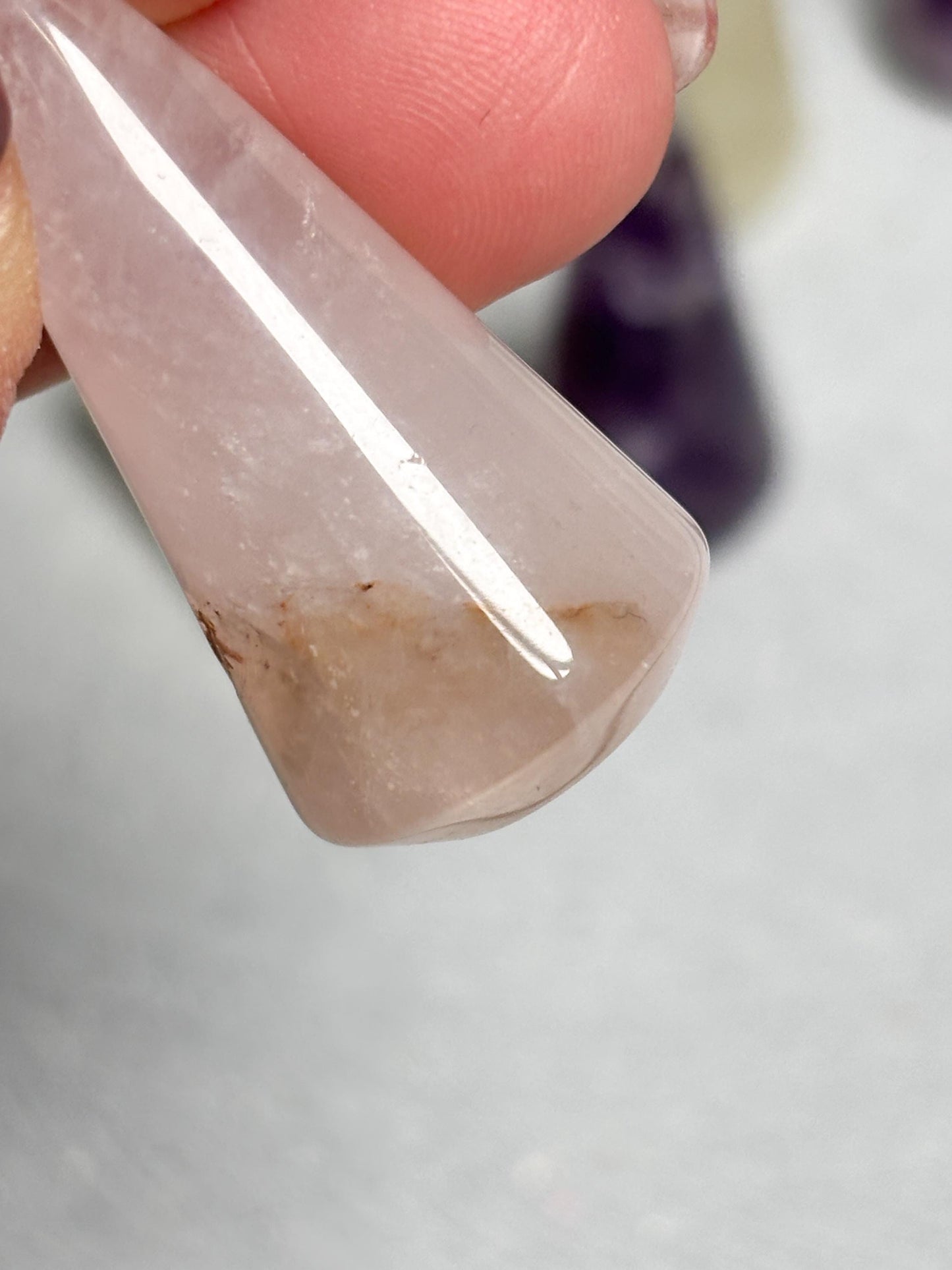 Kleine Kristallkegel aus Amethyst, Citrin & Rosenquarz  ca. 3,8 x 1,7 cm, Edelstein Kegel, Healing Crystal Cone, Meditation Kristalle