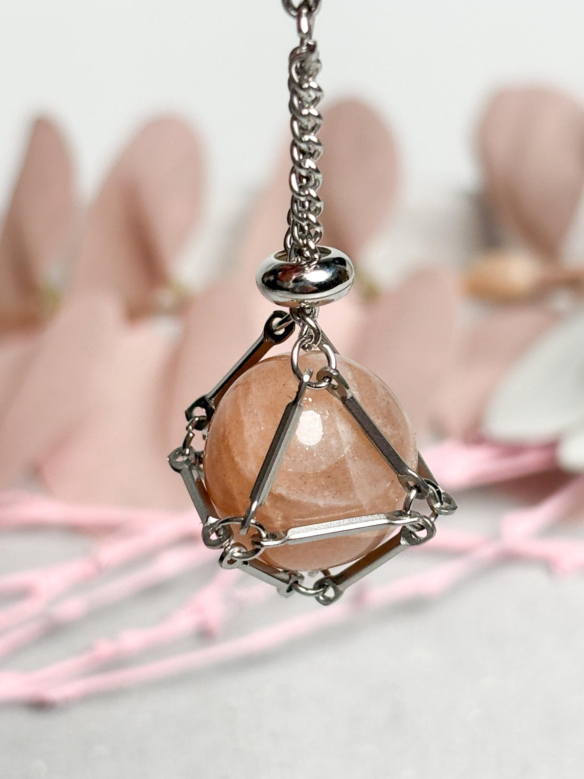 Netzanhänger Silber ca. 2,2 cm  Anhänger für kleine Trommelsteine, Kristallhalter, Stein Netz für Schlüsselanhänger, Crystal Cage