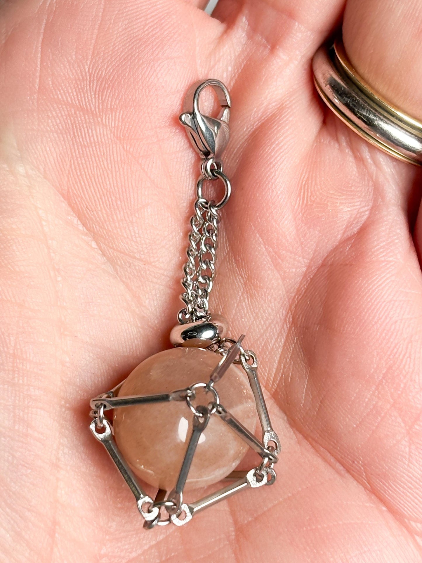 Netzanhänger Silber ca. 2,2 cm  Anhänger für kleine Trommelsteine, Kristallhalter, Stein Netz für Schlüsselanhänger, Crystal Cage