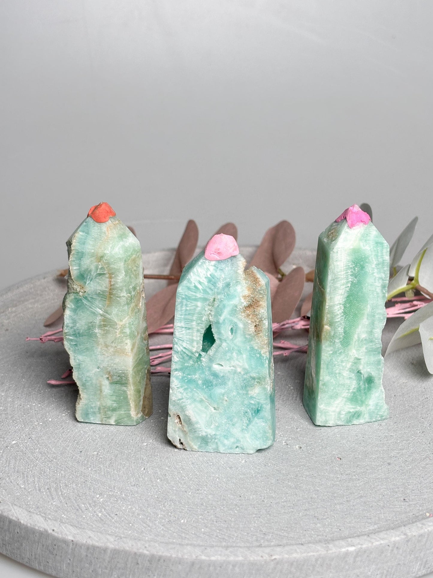 Hemimorphit Turm | Kristallturm blau gemasert | 3 Varianten wählbar | Naturstein Tower ca. 8,3 cm