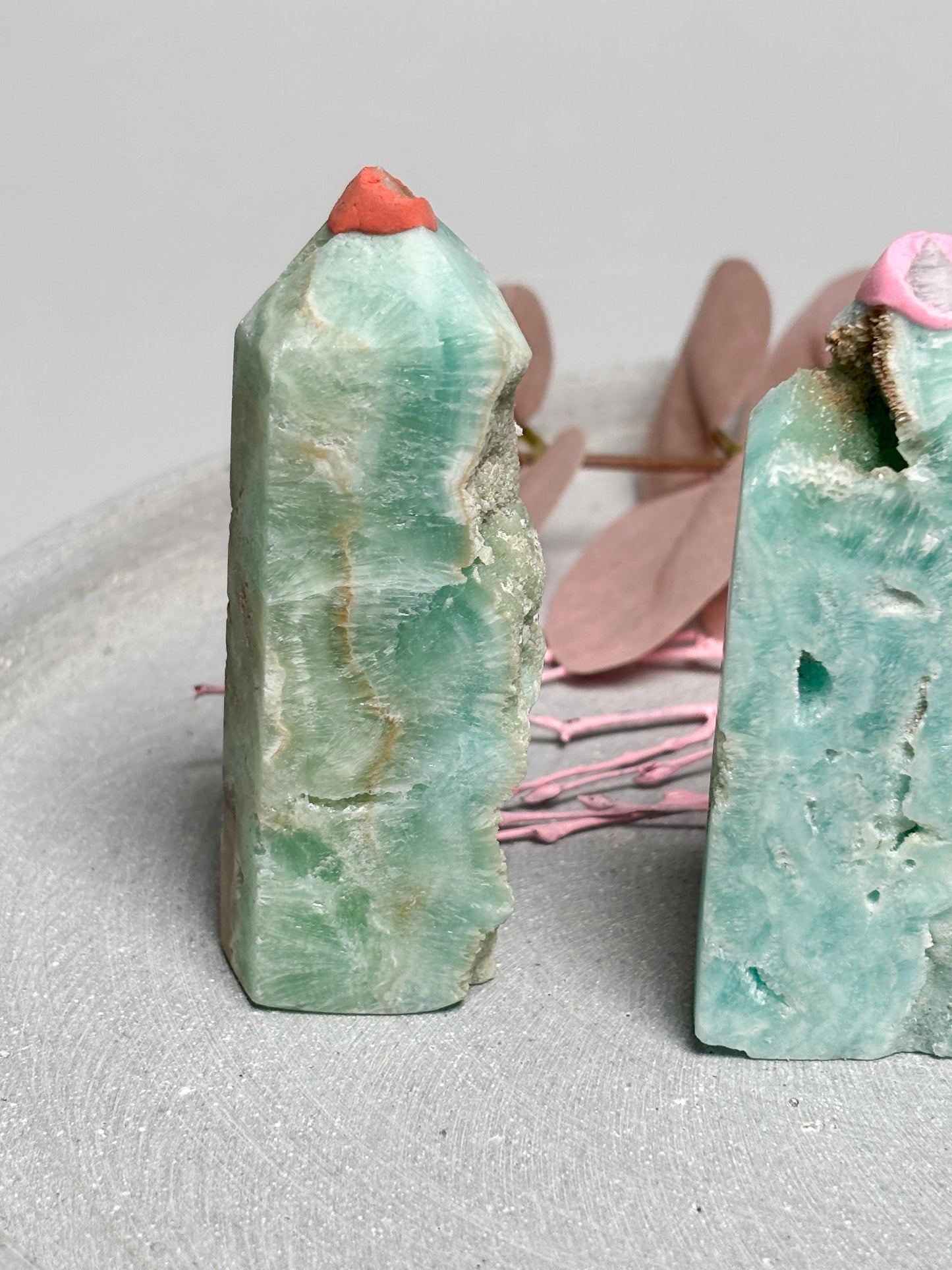 Hemimorphit Turm | Kristallturm blau gemasert | 3 Varianten wählbar | Naturstein Tower ca. 8,3 cm