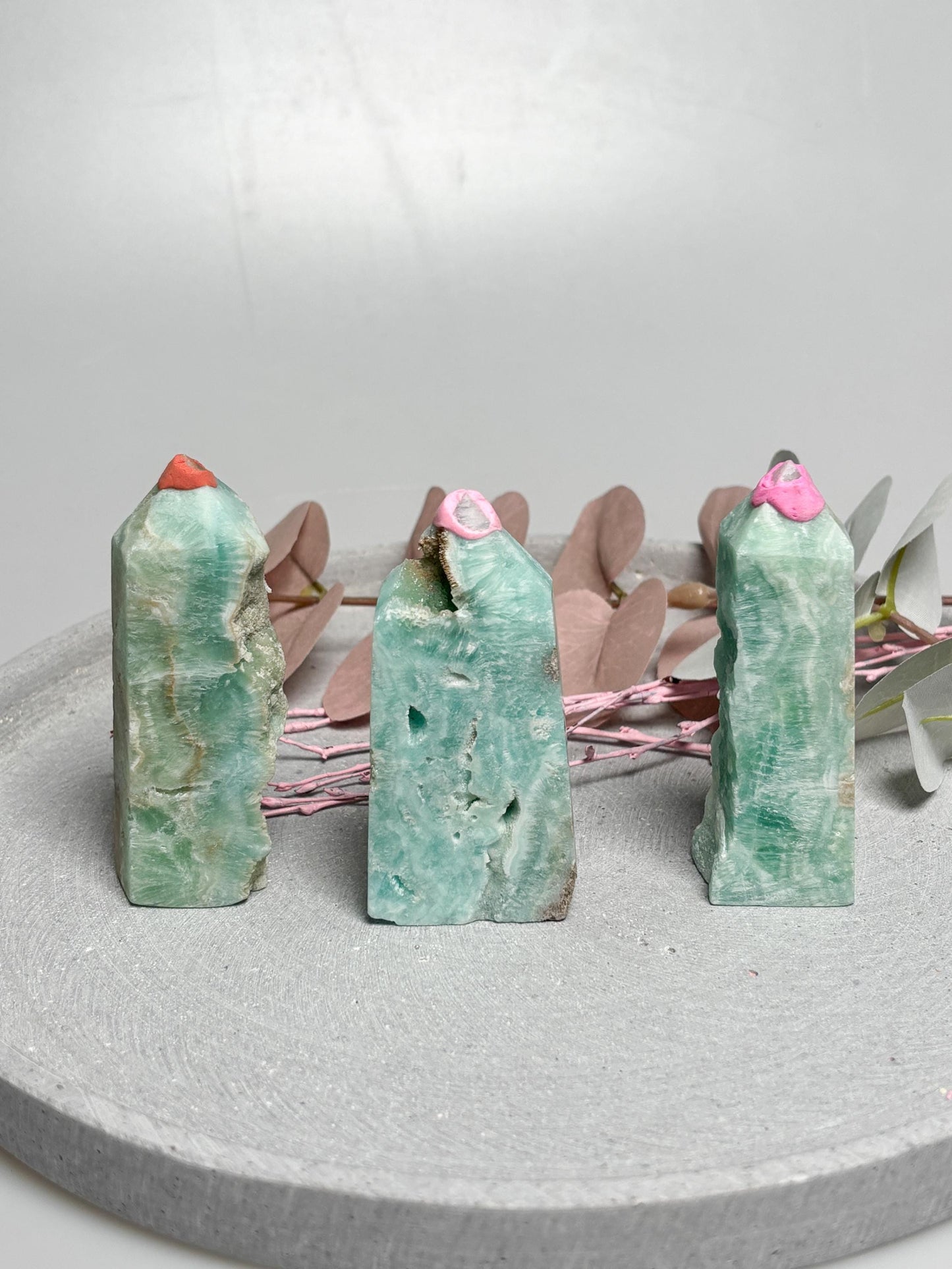 Hemimorphit Turm | Kristallturm blau gemasert | 3 Varianten wählbar | Naturstein Tower ca. 8,3 cm