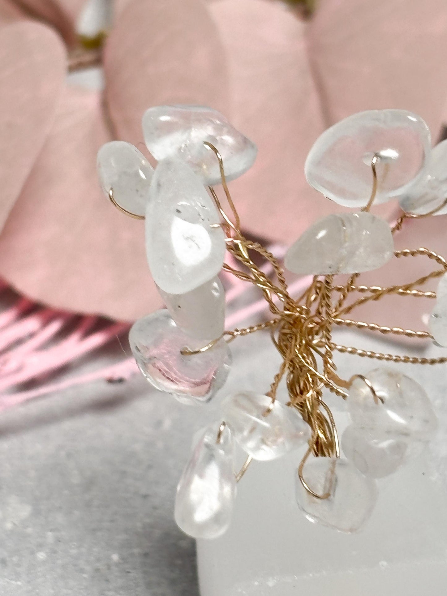 Money Tree klein  Bergkristall Kristallbaum mit Selenit Sockel, Edelstein Baum, Naturstein Deko, Healing Crystal Tree