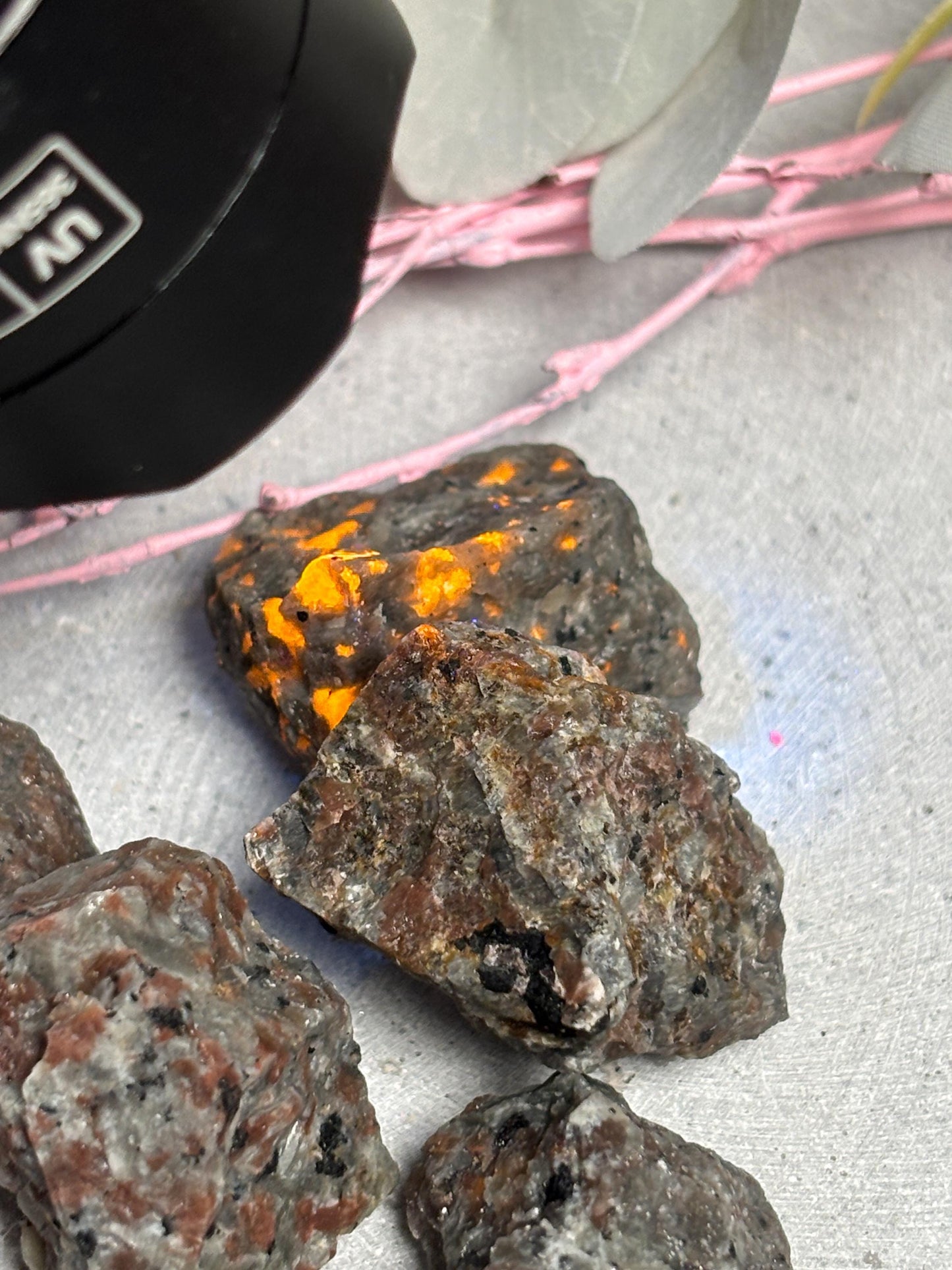 Yooperlite Rohsteine ca. 3 cm  UV reaktive Steine  Yooperlite Stück  fluoreszierender Naturstein  Deko Rohstein