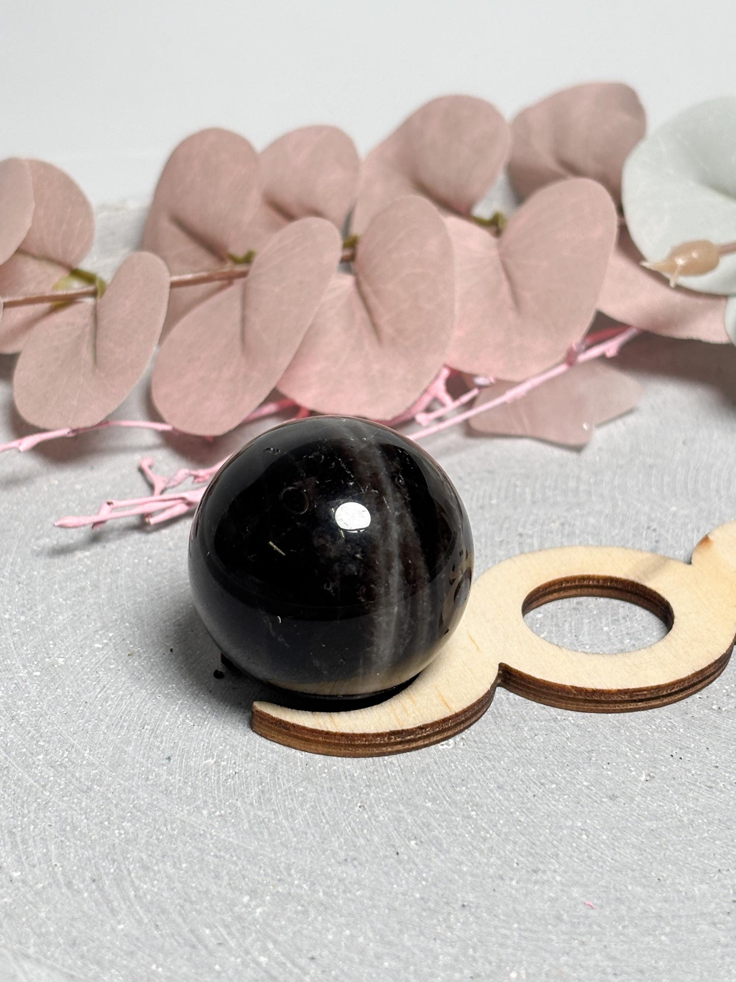 Kugelhalter Mondphasen Holz | Halter für Kristallkugeln | Triple Moon Sphere Stand | Deko für Edelsteinkugeln | Naturholzständer