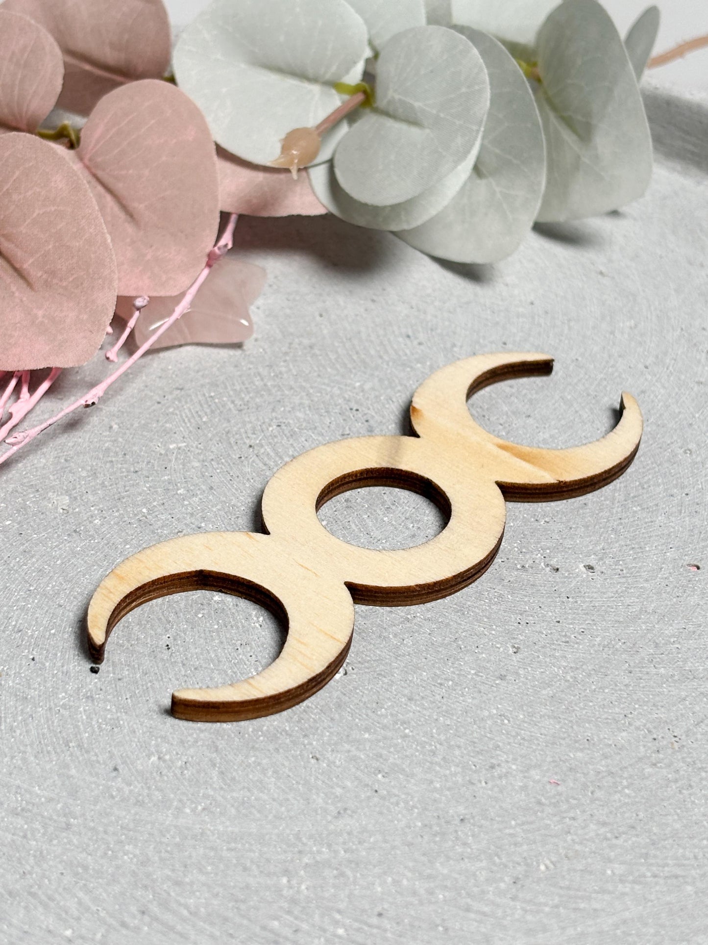 Kugelhalter Mondphasen Holz | Halter für Kristallkugeln | Triple Moon Sphere Stand | Deko für Edelsteinkugeln | Naturholzständer