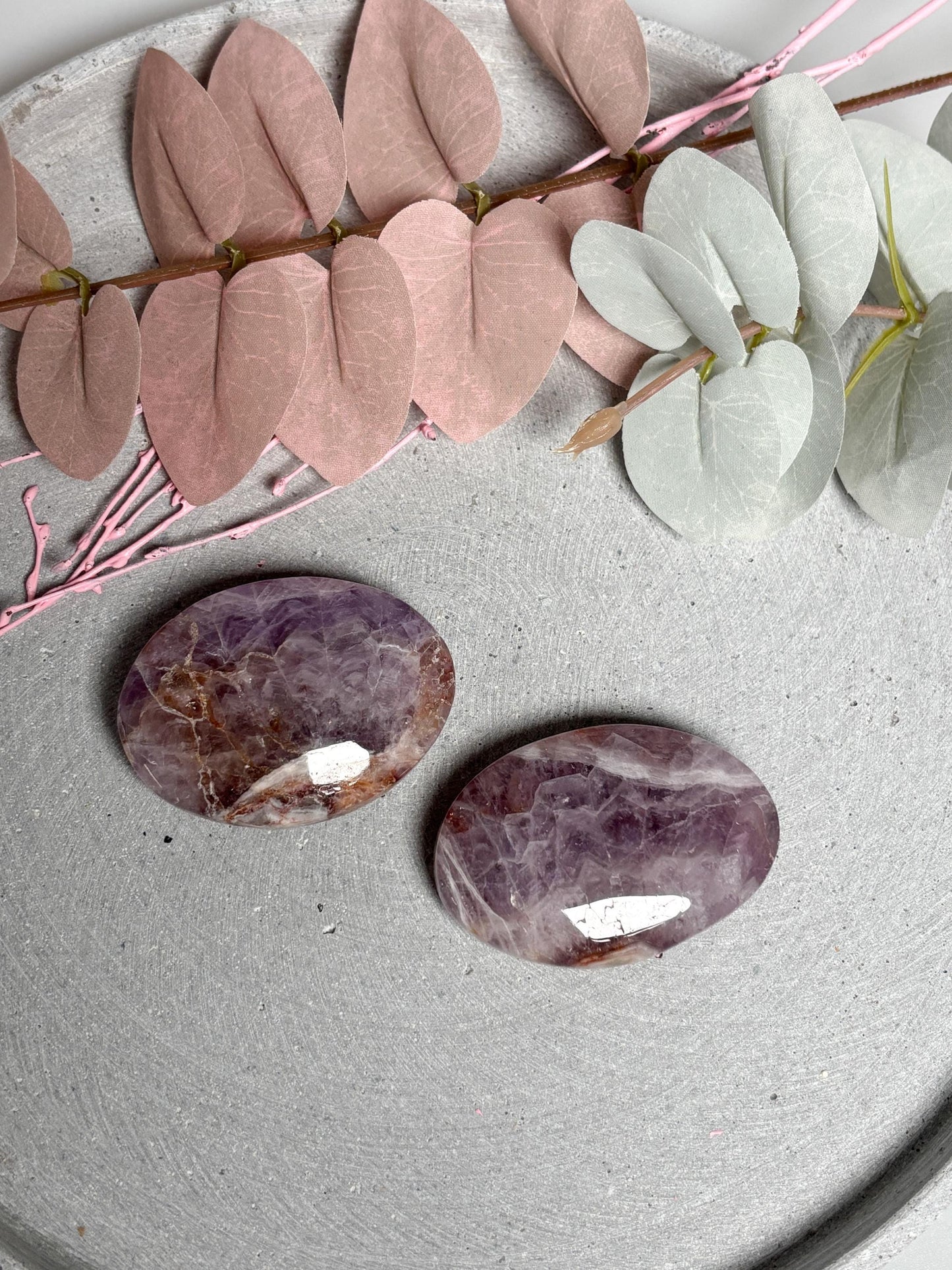 Amethyst Achat Handschmeichler ca. 6 x 4 cm  Edelstein Palmstone, Naturstein Handstein, Kristall Deko, Healing Crystal