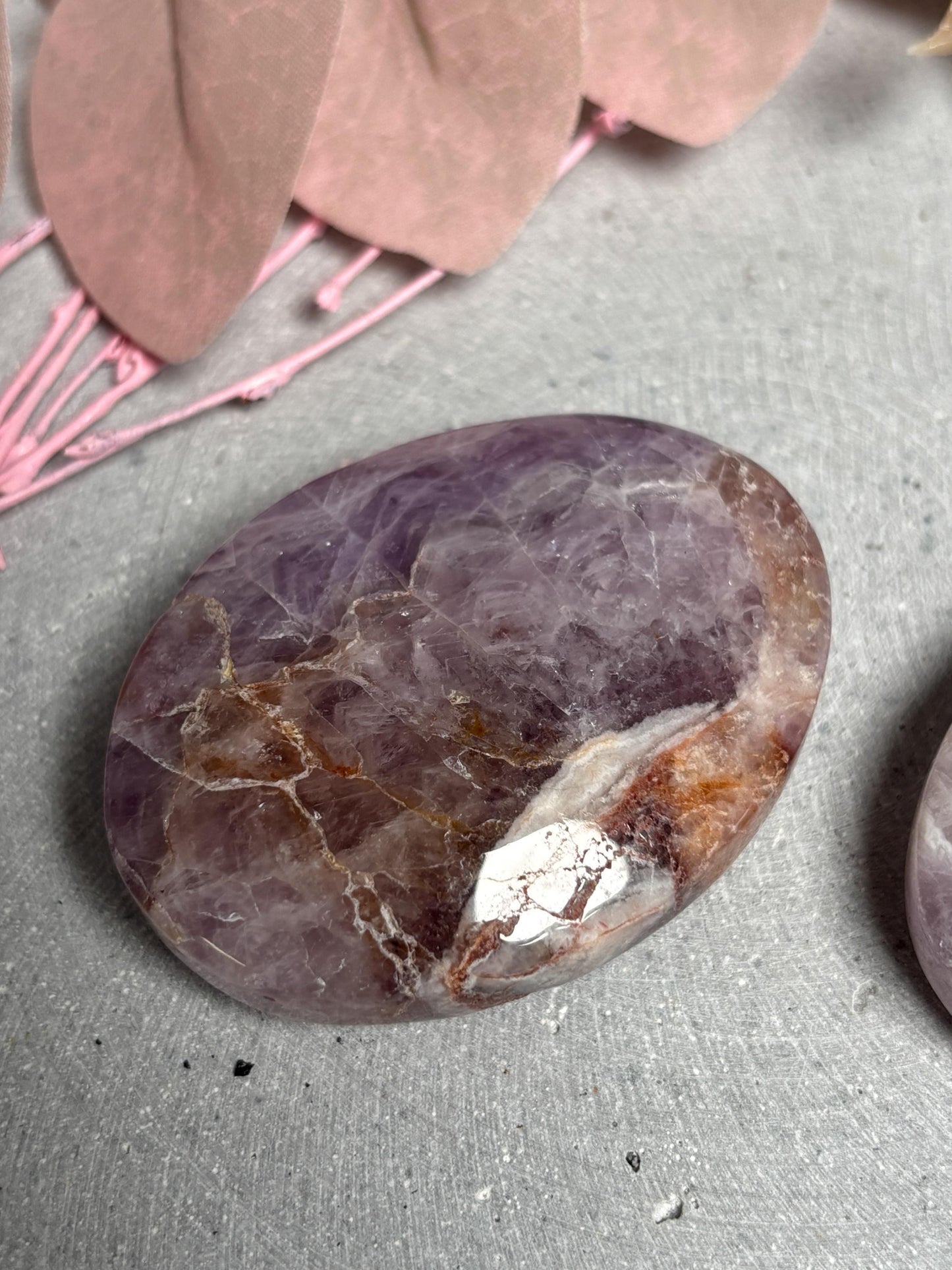Amethyst Achat Handschmeichler ca. 6 x 4 cm  Edelstein Palmstone, Naturstein Handstein, Kristall Deko, Healing Crystal
