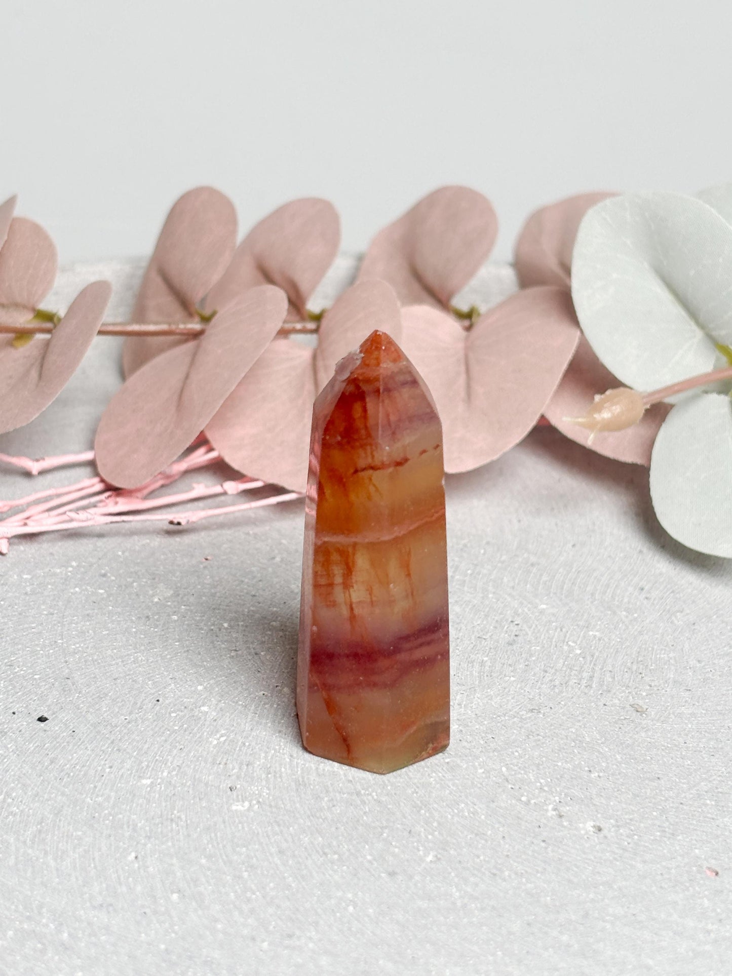 Rötlicher Fluorit Turm ca. 5,5 cm  kleiner Fluorit Kristallturm mit Streifen, Edelstein Tower, Naturstein Deko, Crystal Point