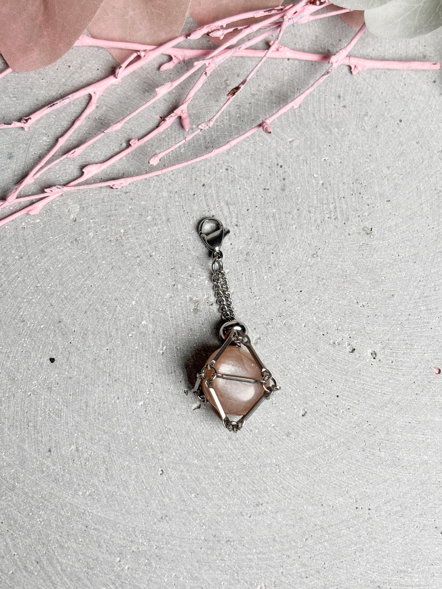 Netzanhänger Silber ca. 2,2 cm  Anhänger für kleine Trommelsteine, Kristallhalter, Stein Netz für Schlüsselanhänger, Crystal Cage