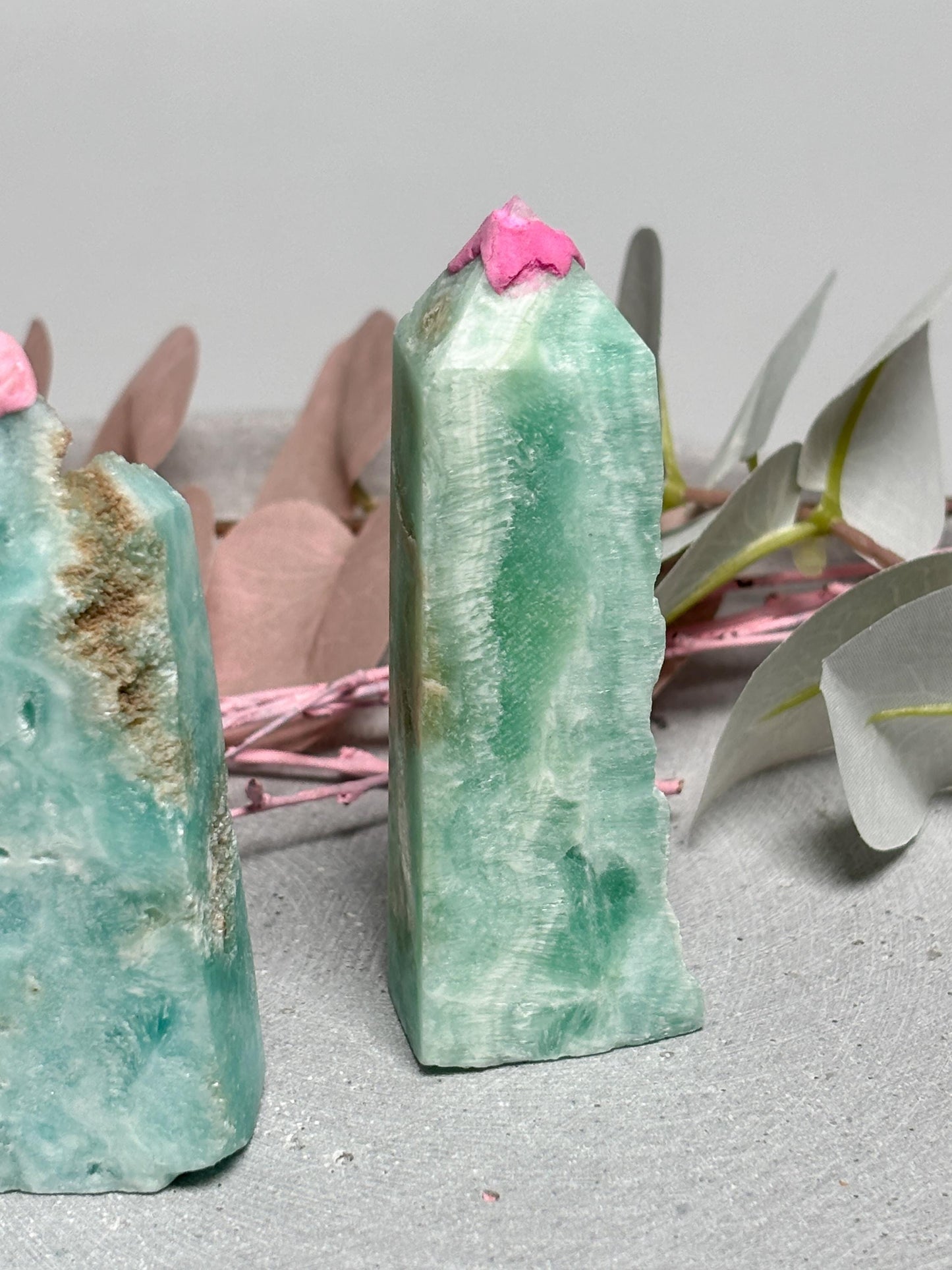 Hemimorphit Turm | Kristallturm blau gemasert | 3 Varianten wählbar | Naturstein Tower ca. 8,3 cm