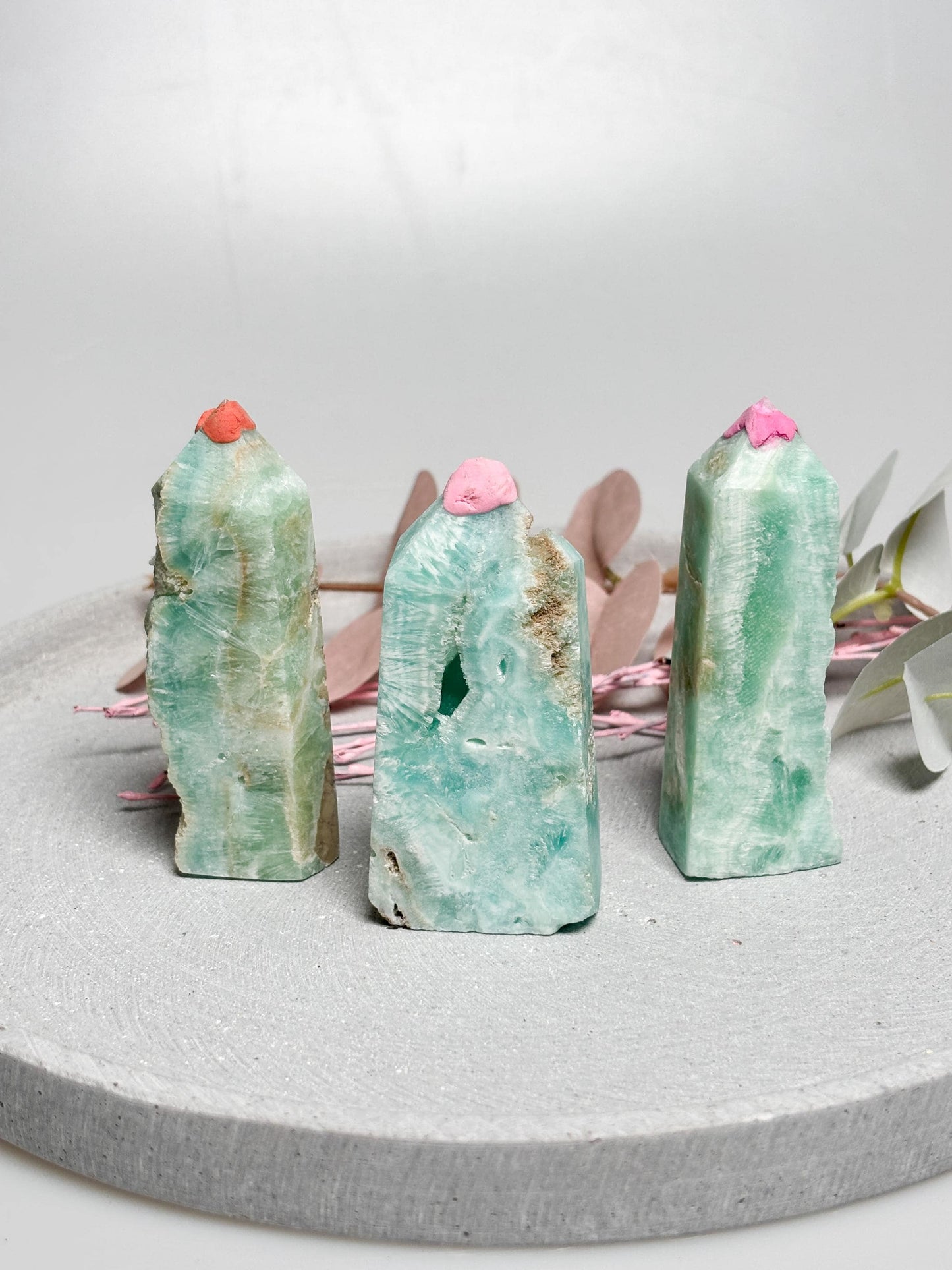 Hemimorphit Turm | Kristallturm blau gemasert | 3 Varianten wählbar | Naturstein Tower ca. 8,3 cm