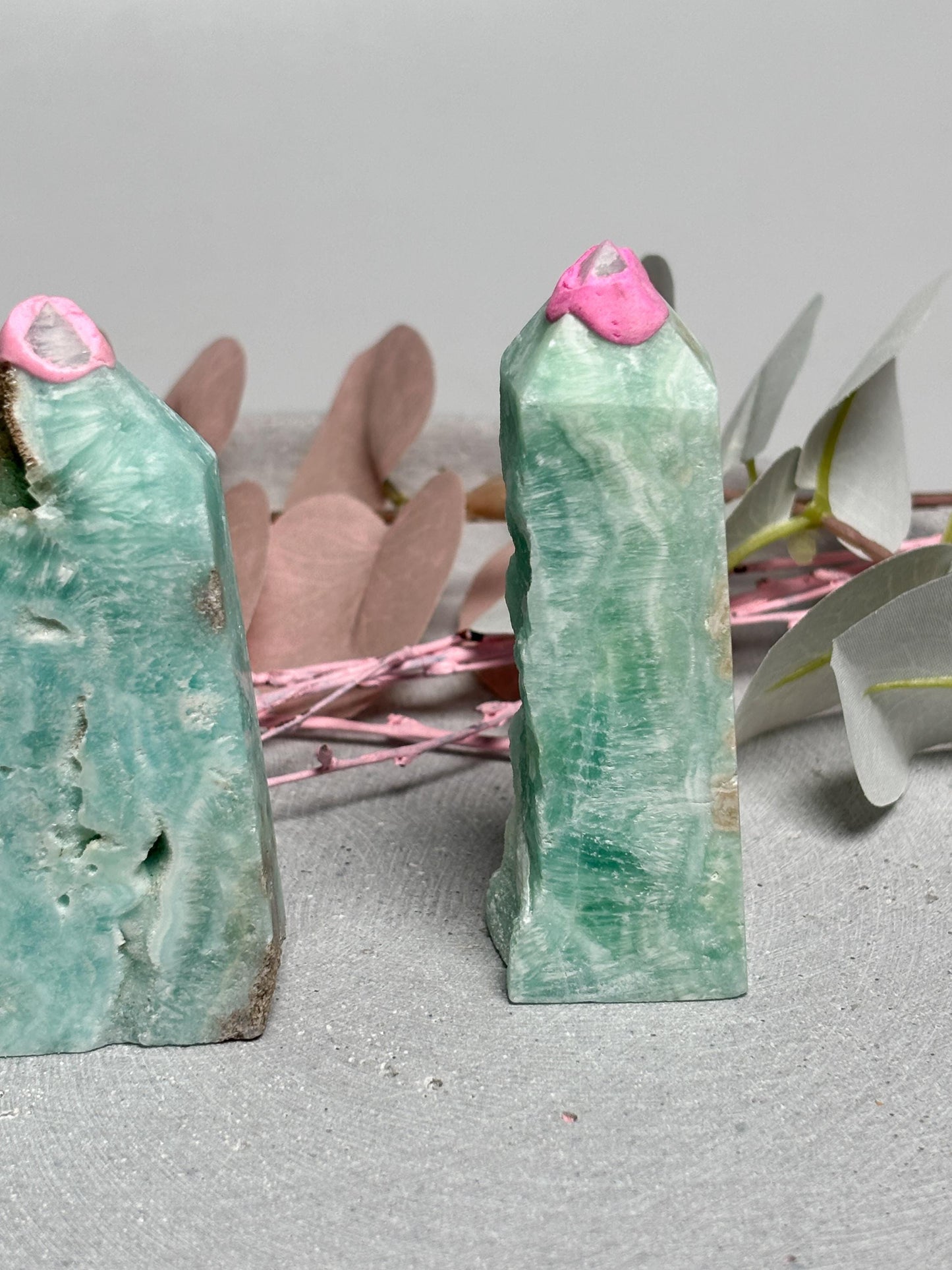 Hemimorphit Turm | Kristallturm blau gemasert | 3 Varianten wählbar | Naturstein Tower ca. 8,3 cm