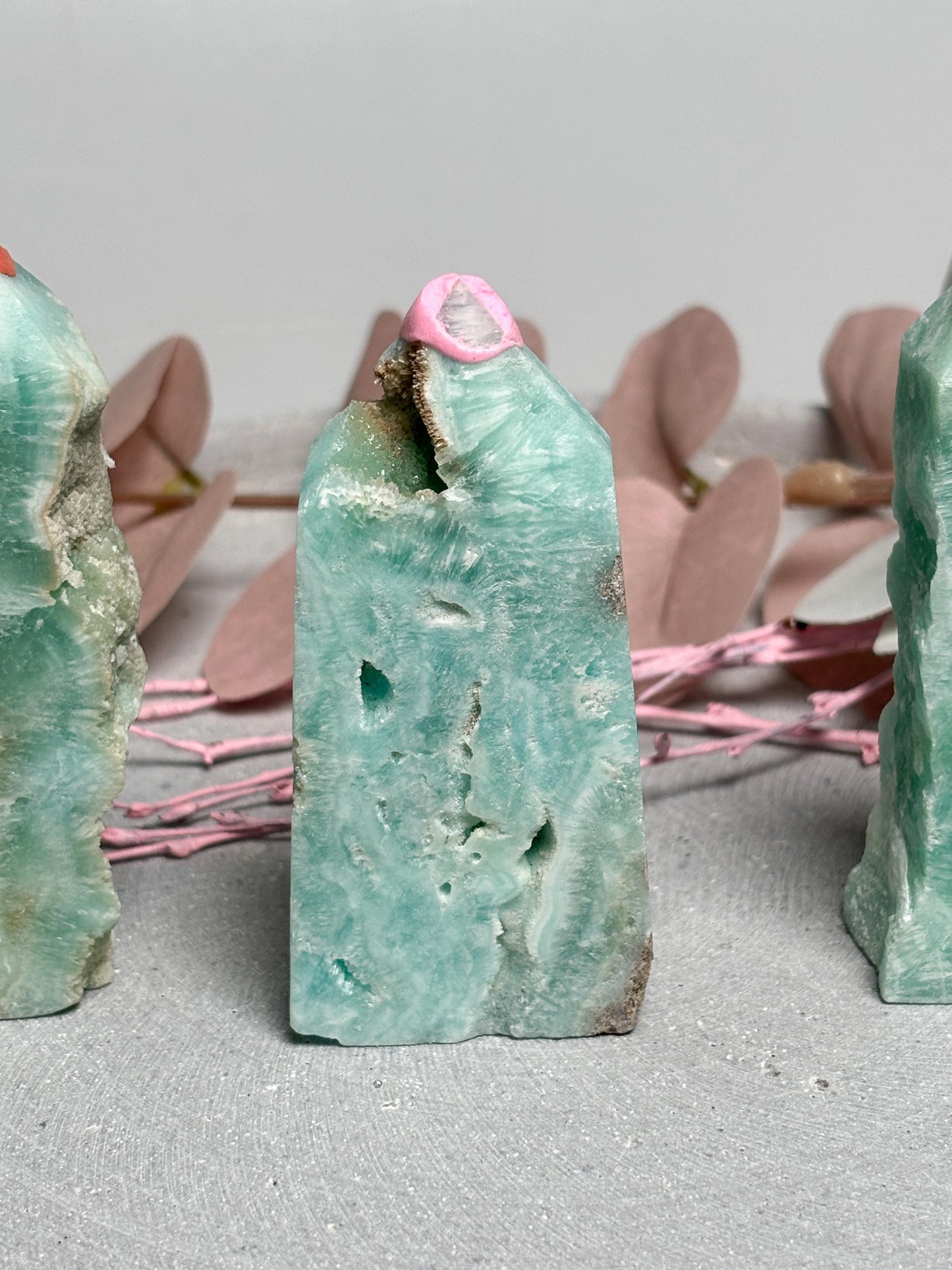 Hemimorphit Turm | Kristallturm blau gemasert | 3 Varianten wählbar | Naturstein Tower ca. 8,3 cm