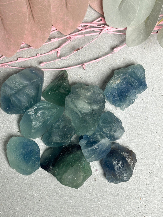 Fluorit Rohsteine 23 cm  rohe Fluoritstücke in Blau und Grün, Naturstein Rohstein, Healing Crystal, Fluorite Rough Stones