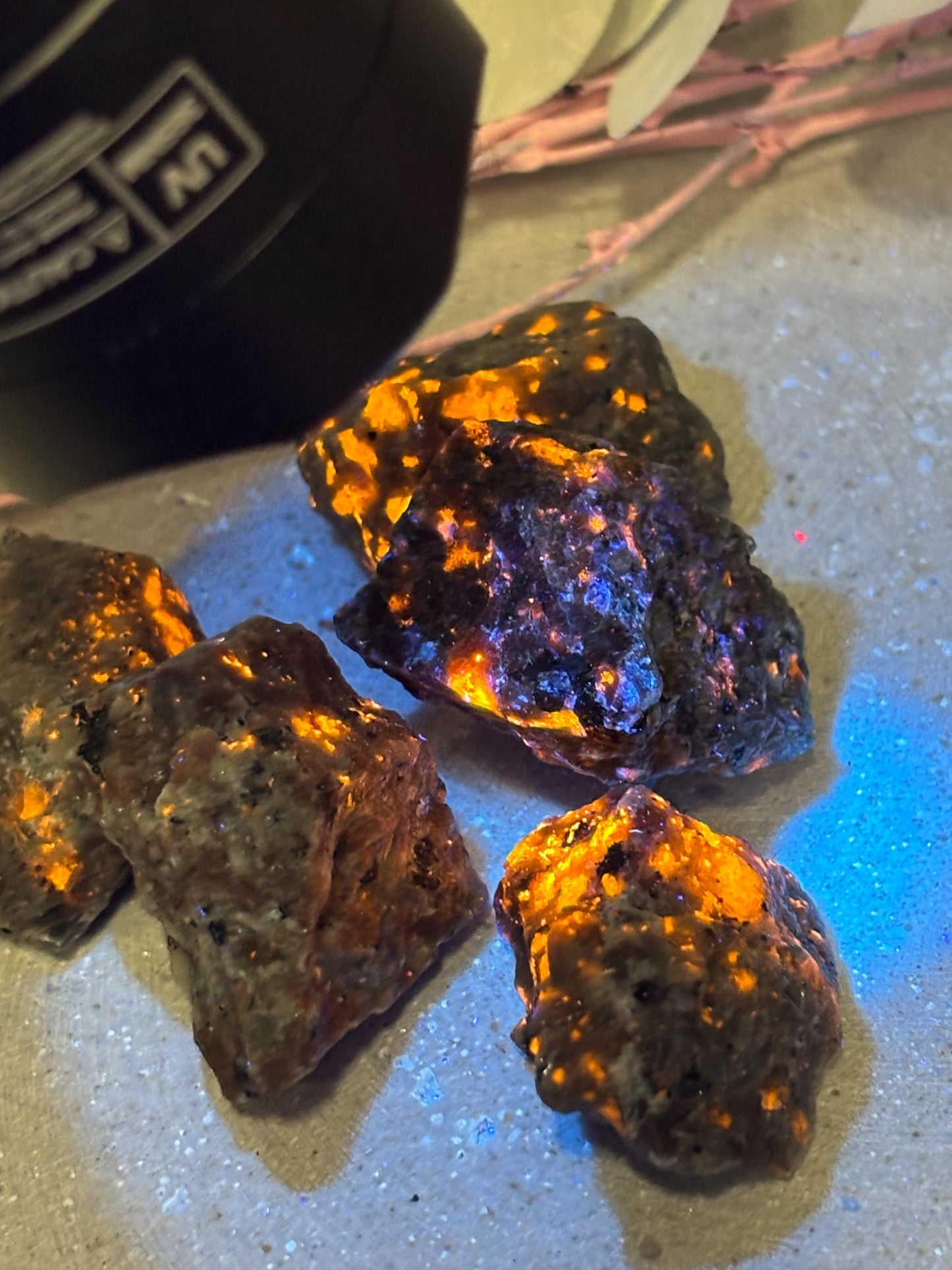 Yooperlite Rohsteine ca. 3 cm  UV reaktive Steine  Yooperlite Stück  fluoreszierender Naturstein  Deko Rohstein