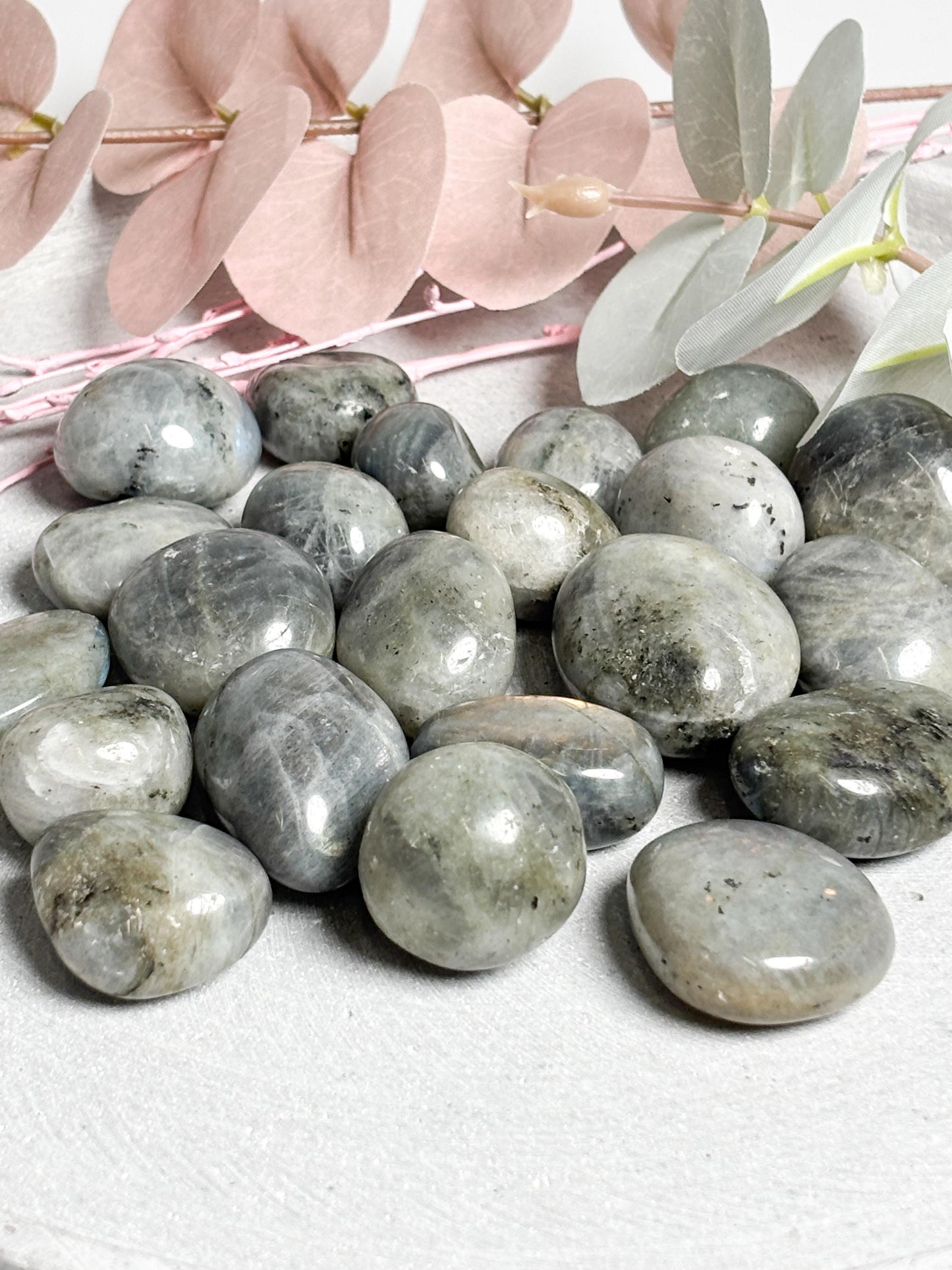 Labradorit Trommelsteine  klein ca. 2,5 cm & groß ca. 3 cm  polierte Labradorit Steine mit Schimmer, Naturstein Tumbled Stones