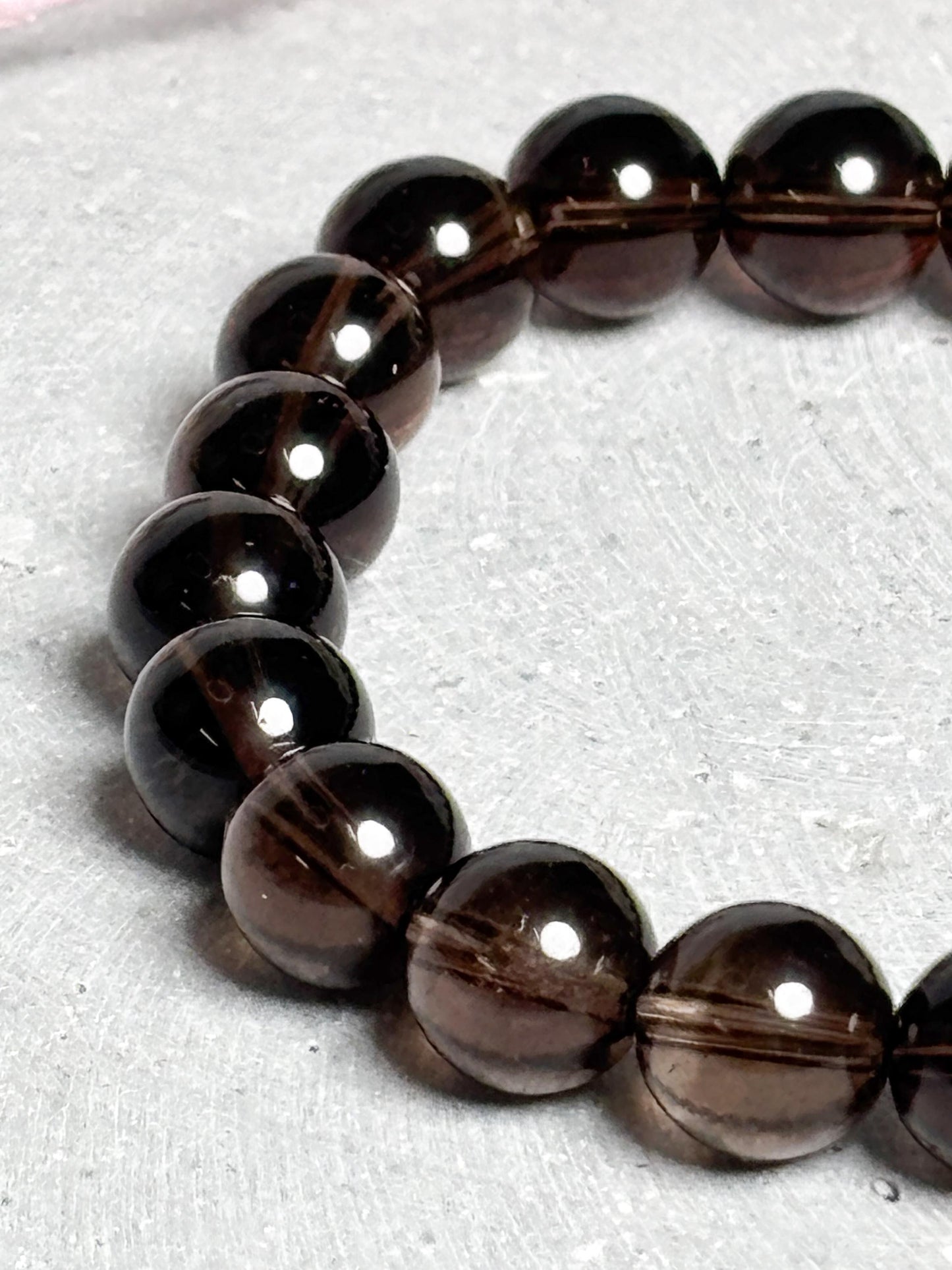 Elastisches Edelsteinarmband aus sehr transparentem Rauchquarz 8 mm  spiritueller Schmuck, schlicht & zeitlos