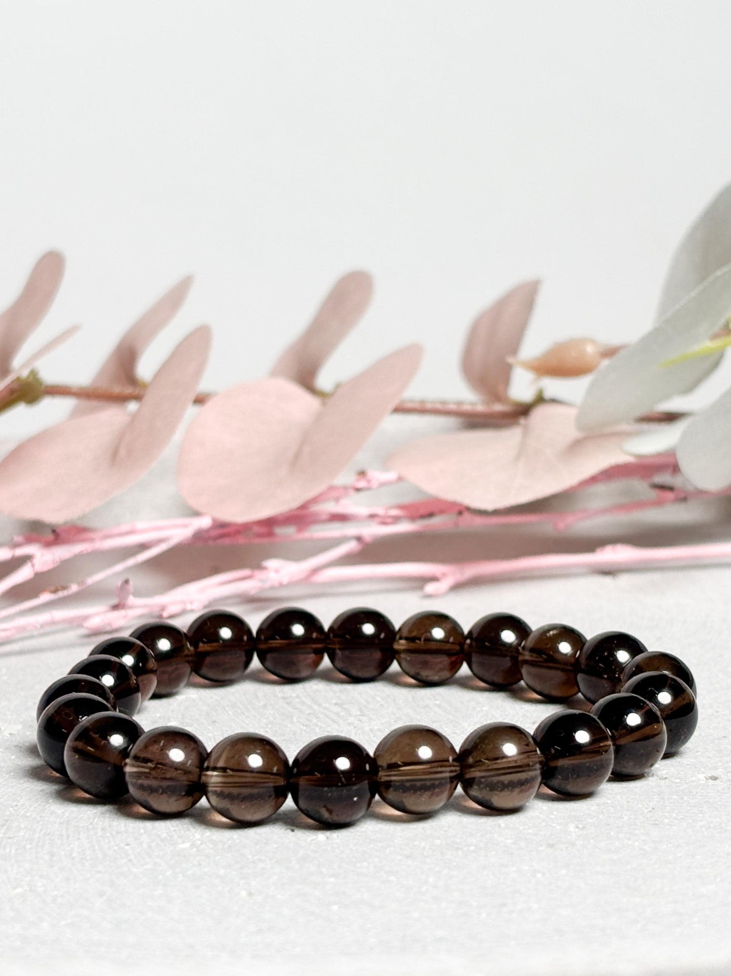 Elastisches Edelsteinarmband aus sehr transparentem Rauchquarz 8 mm  spiritueller Schmuck, schlicht & zeitlos