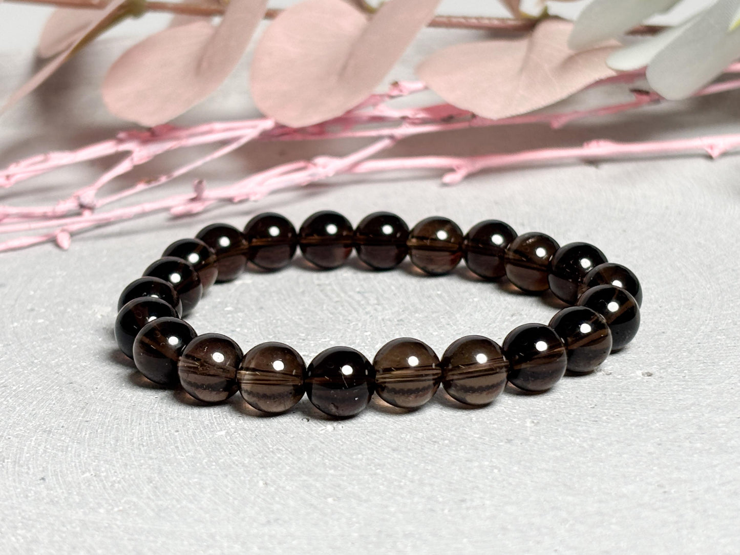 Elastisches Edelsteinarmband aus sehr transparentem Rauchquarz 8 mm  spiritueller Schmuck, schlicht & zeitlos