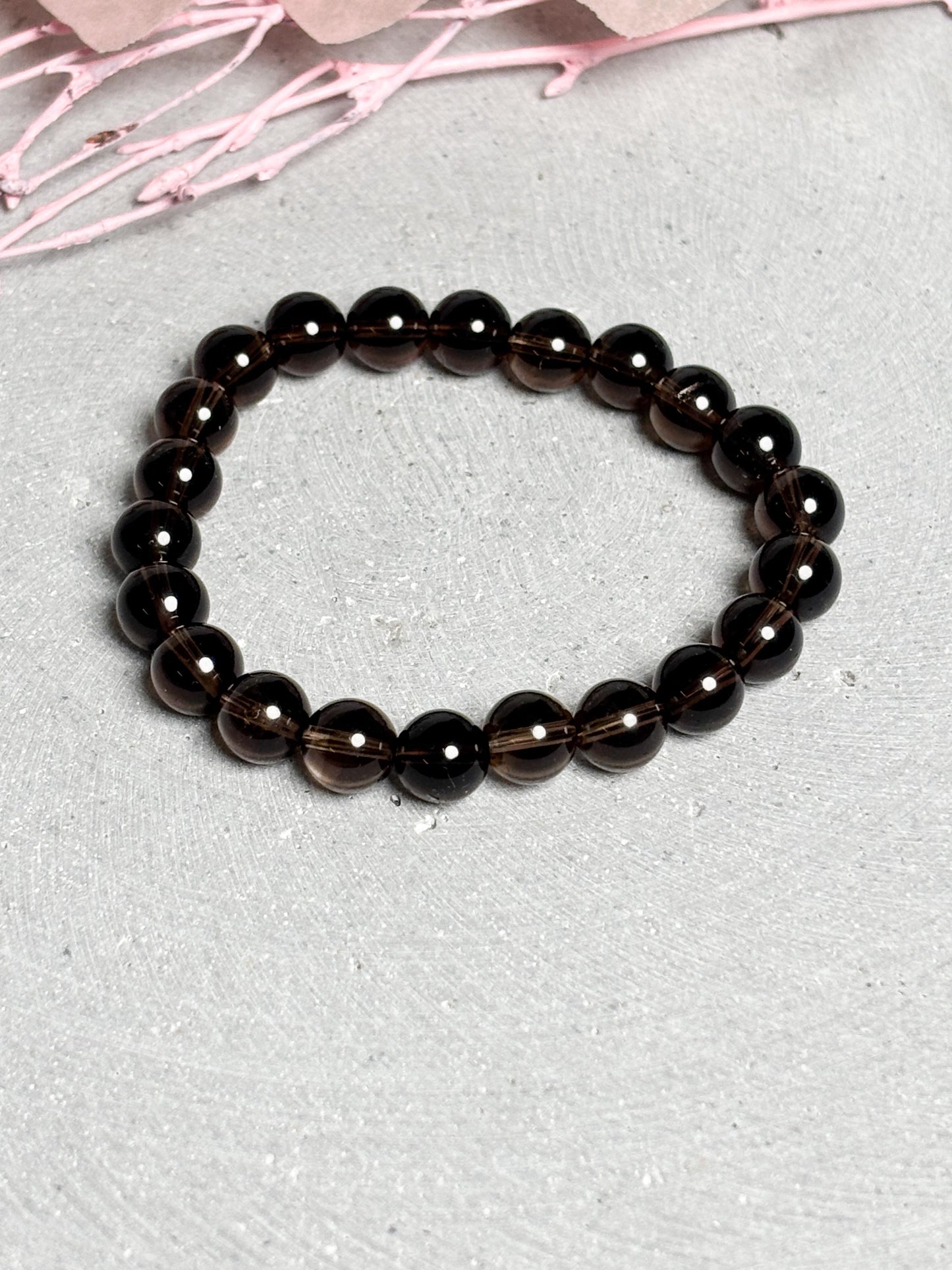 Elastisches Edelsteinarmband aus sehr transparentem Rauchquarz 8 mm  spiritueller Schmuck, schlicht & zeitlos