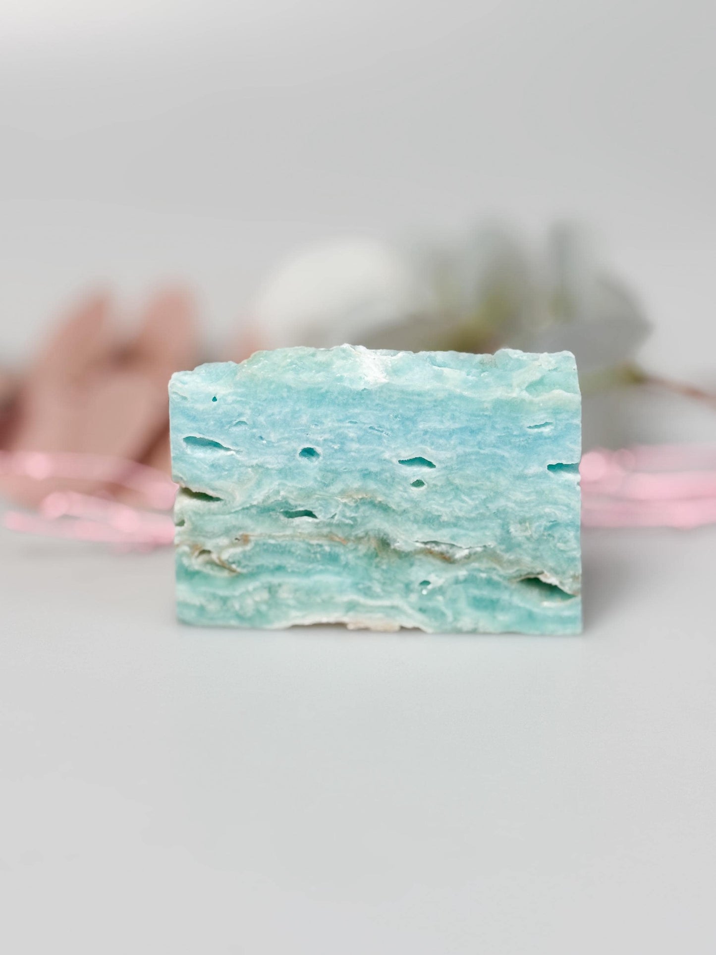 Hemimorphit Platte naturbelassen ca. 7,5 x 5,2 x 1 cm | blaugrüner Rohstein Deko & Sammlung