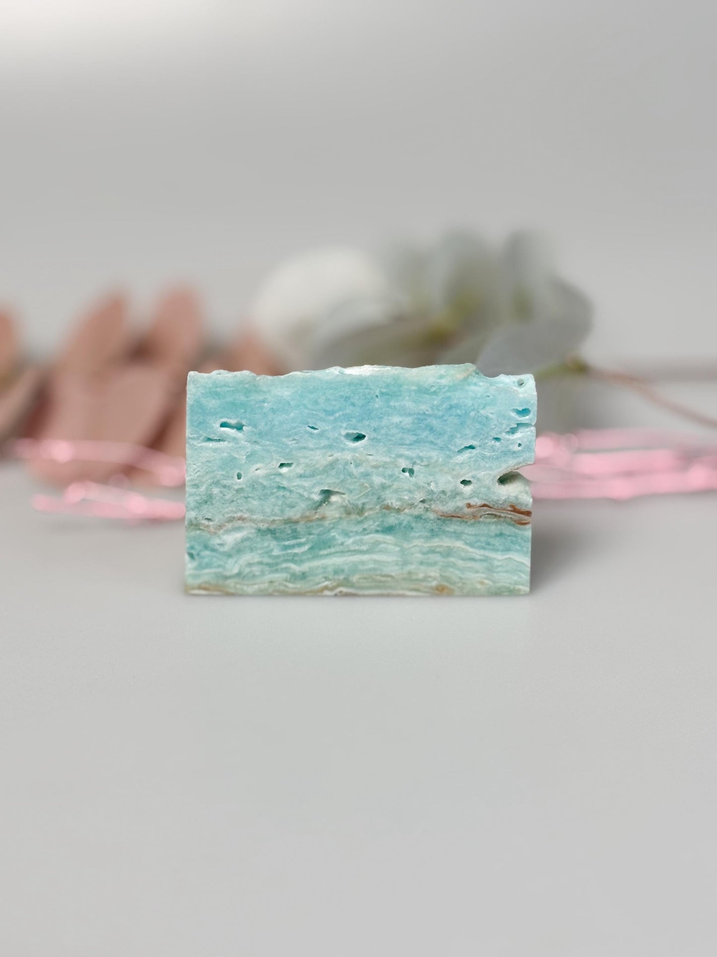 Hemimorphit Platte naturbelassen ca. 7,5 x 5,2 x 1 cm | blaugrüner Rohstein Deko & Sammlung