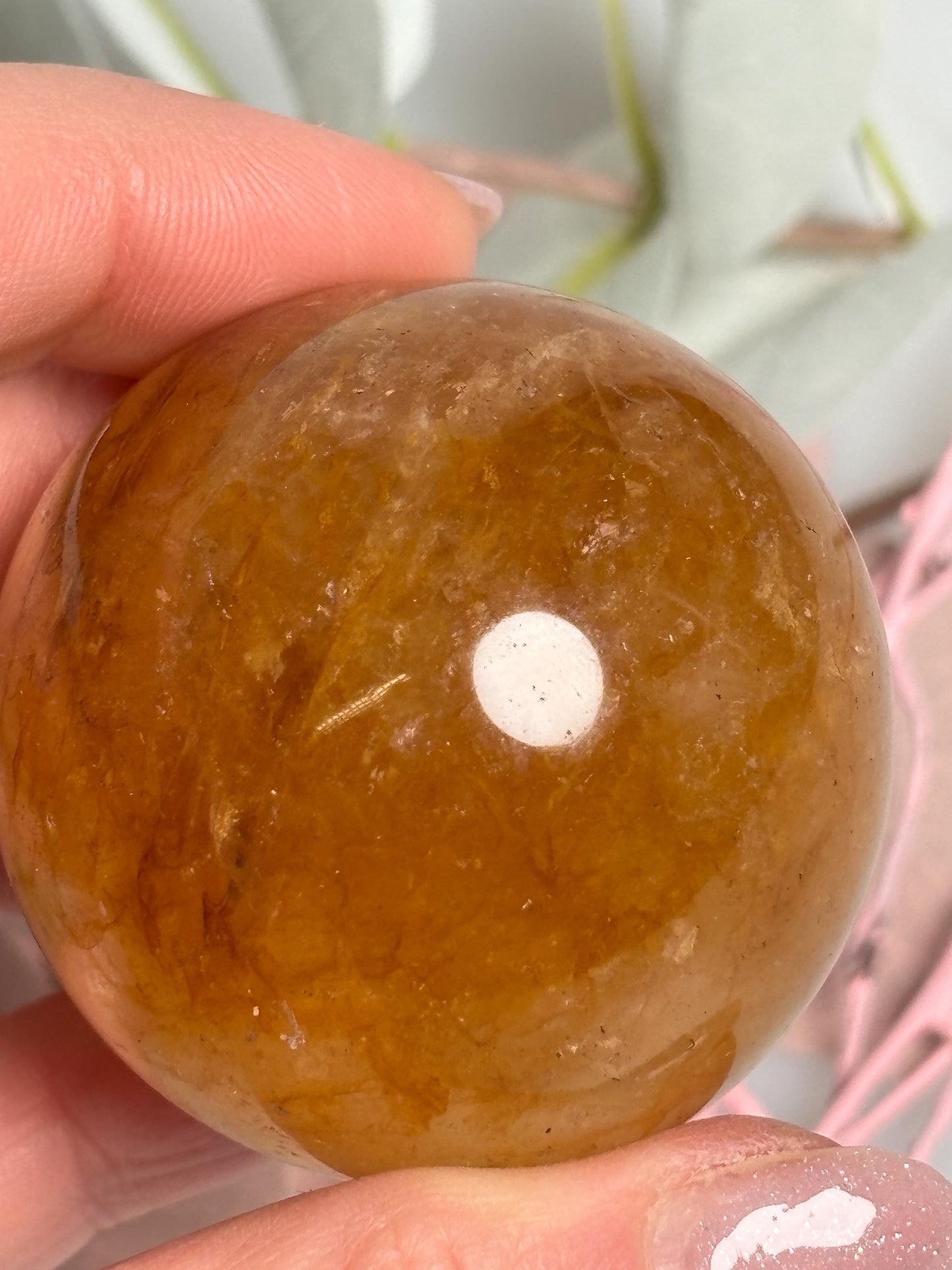 Golden Healer Quarz Kugel ca. 4,6 cm Naturstein Kristallkugel Dekoration spirituell