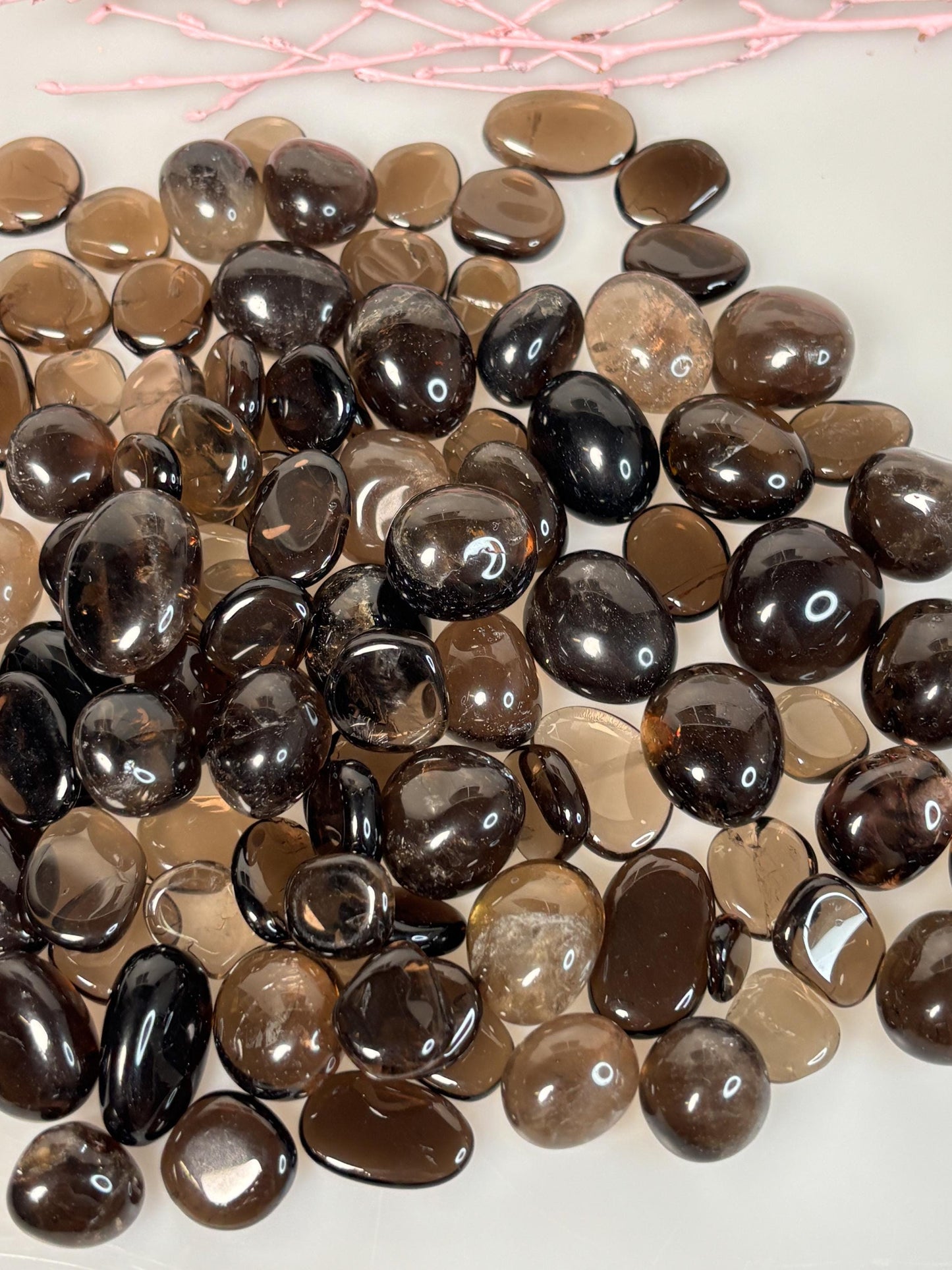 Transparente Rauchquarz Trommelsteine hell dunkel naturbelassen poliert ca 2 cm Edelstein Deko