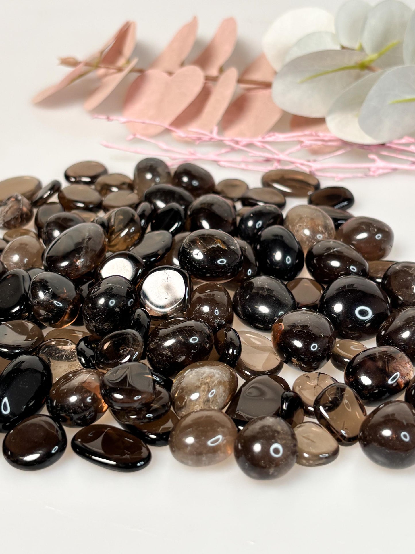 Transparente Rauchquarz Trommelsteine hell dunkel naturbelassen poliert ca 2 cm Edelstein Deko