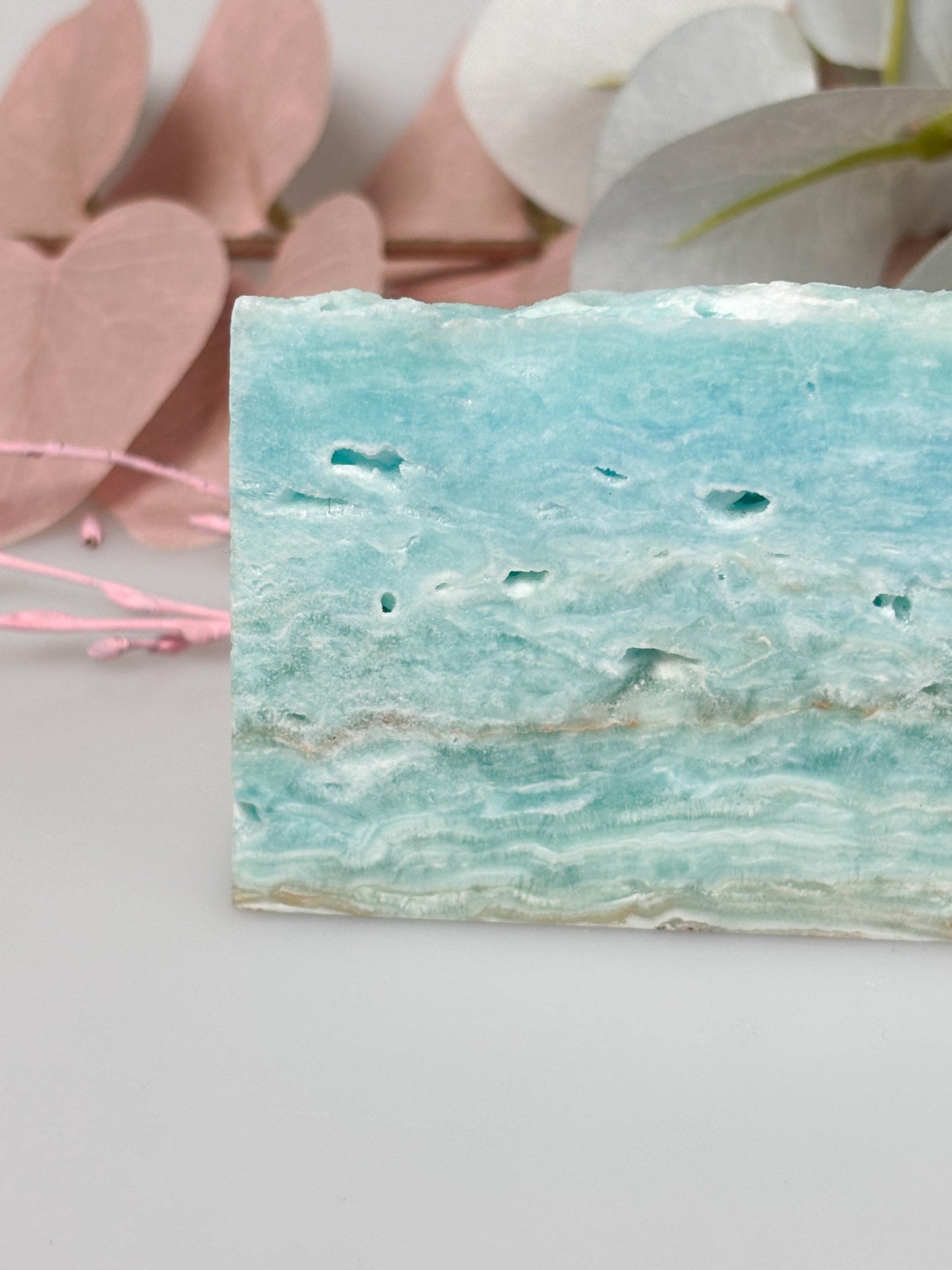 Hemimorphit Platte naturbelassen ca. 7,5 x 5,2 x 1 cm | blaugrüner Rohstein Deko & Sammlung