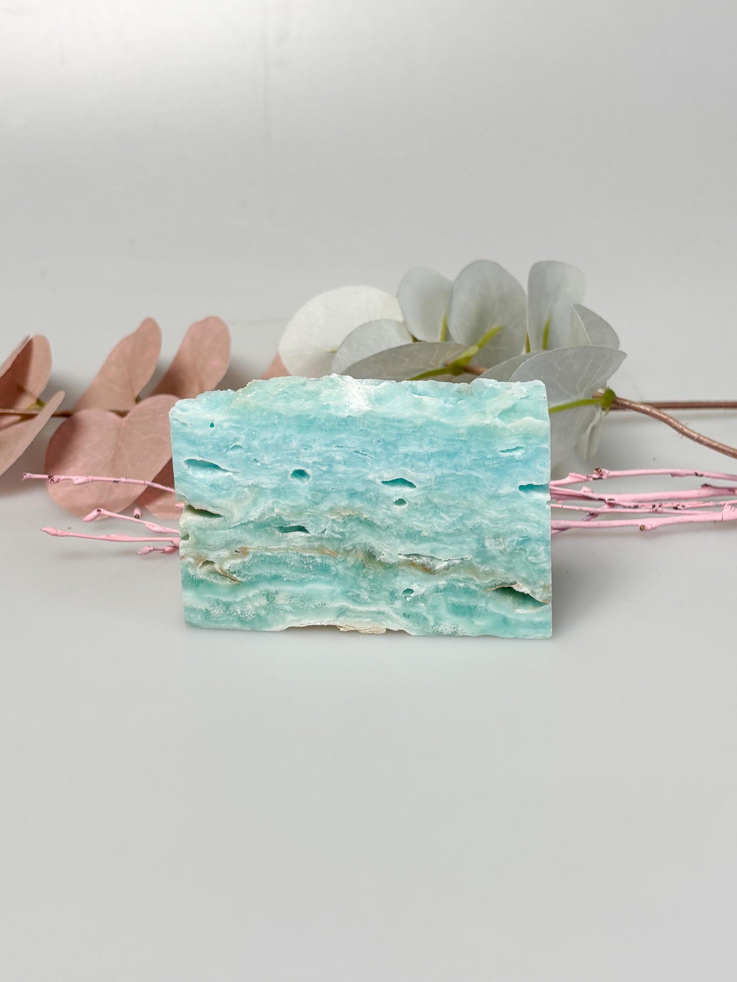 Hemimorphit Platte naturbelassen ca. 7,5 x 5,2 x 1 cm | blaugrüner Rohstein Deko & Sammlung