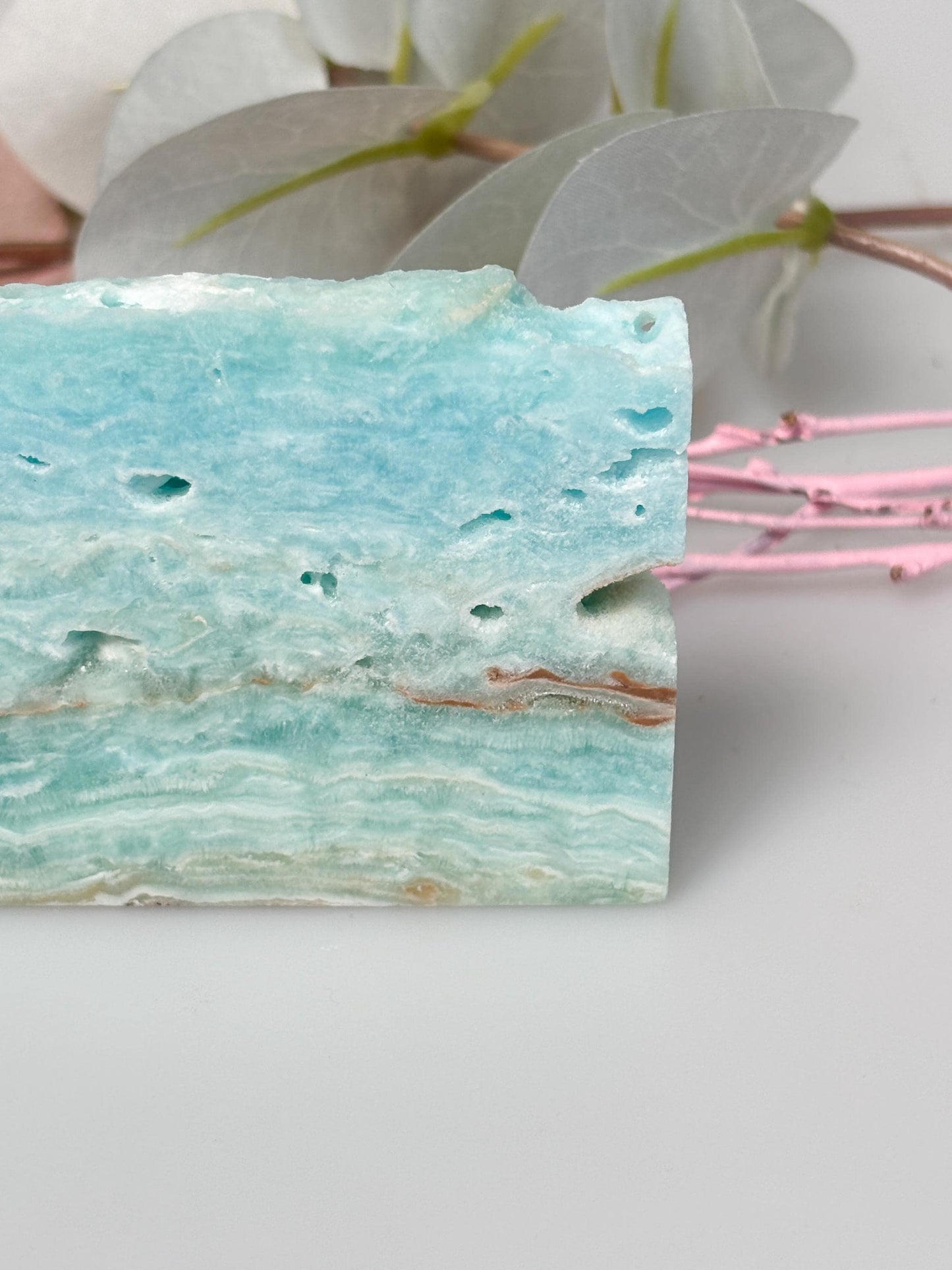 Hemimorphit Platte naturbelassen ca. 7,5 x 5,2 x 1 cm | blaugrüner Rohstein Deko & Sammlung