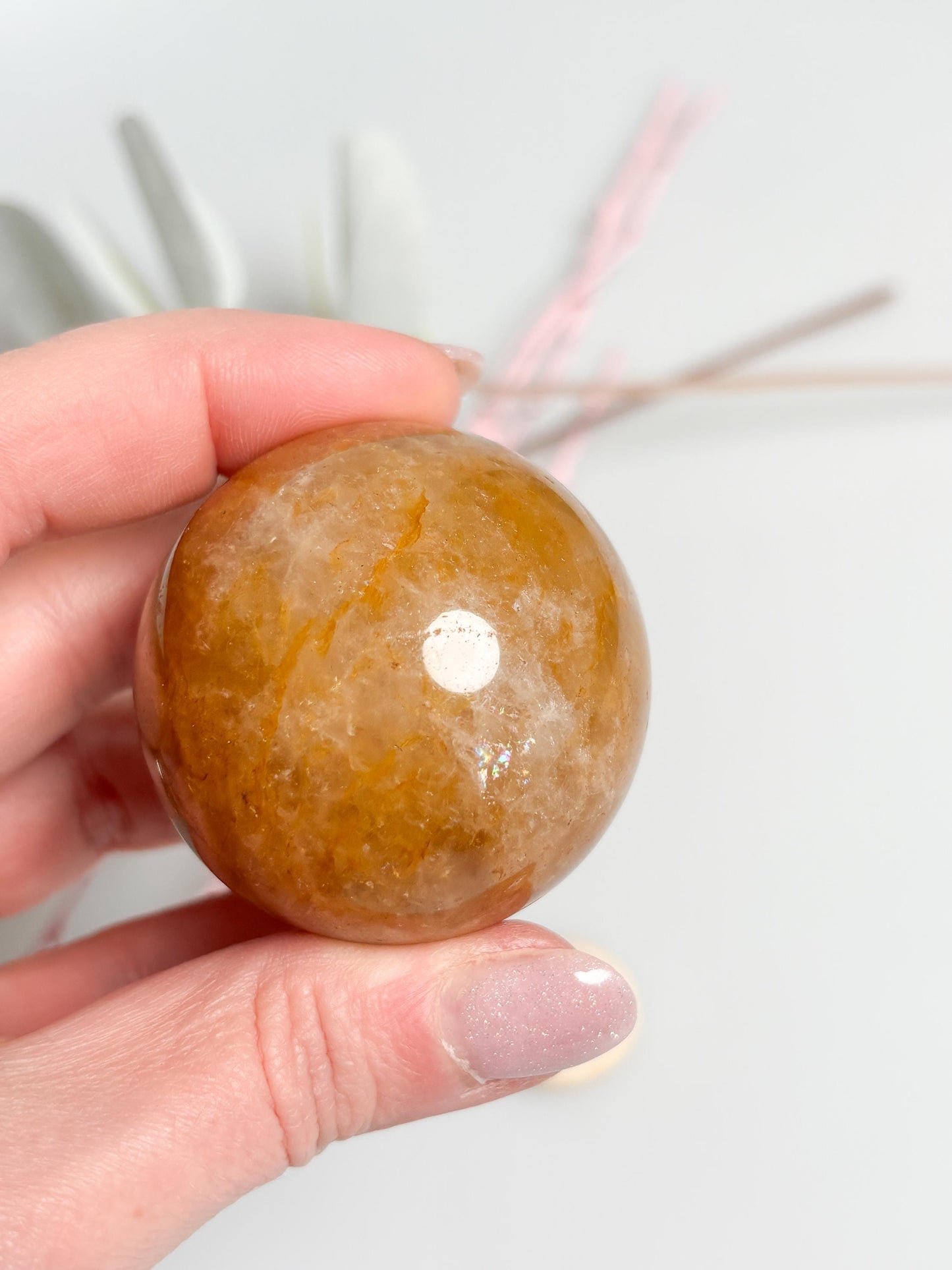 Golden Healer Quarz Kugel ca. 4,6 cm Naturstein Kristallkugel Dekoration spirituell