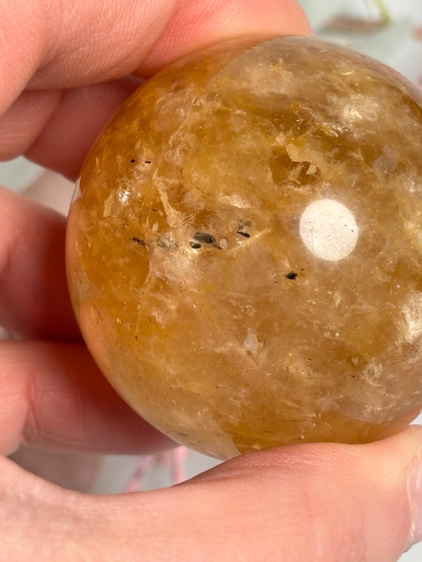 Golden Healer Quarz Kugel ca. 4,6 cm Naturstein Kristallkugel Dekoration spirituell